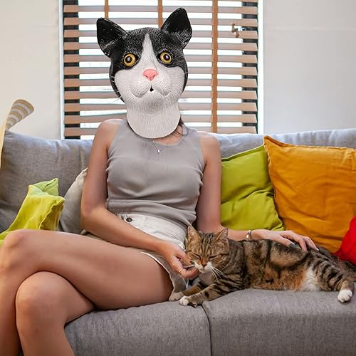 Miniatura 2 de Demi Sharky Bonita máscara de gato para Halloween disfraz de fiesta animal cabeza completa accesorios de látex para adultos lindo gato