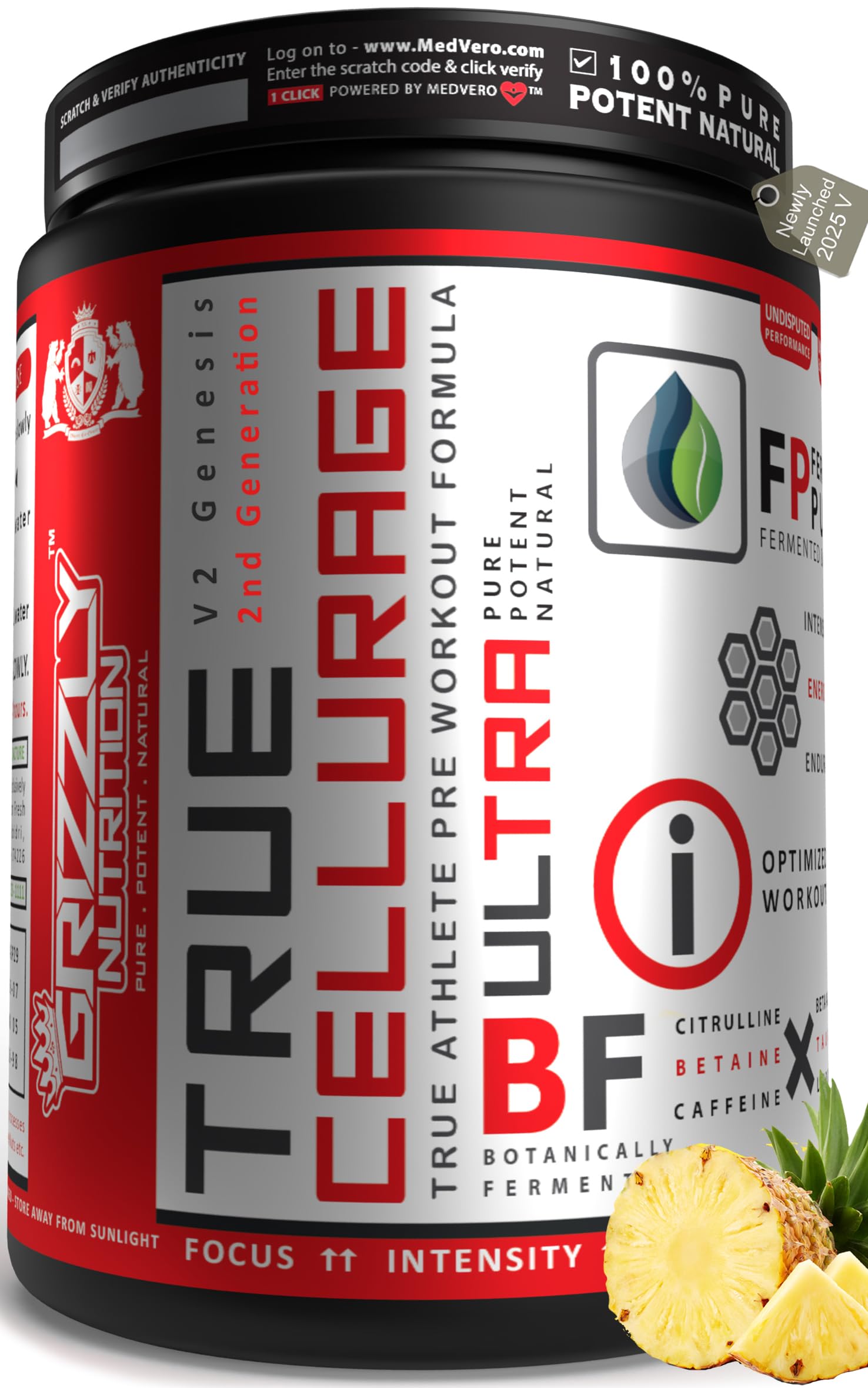 Grizzly Nutrition, True Cellurage, Pre Workout Powder, upto 65 Servings, citrulline, beta alanine, caffeine +13 performance boosters,160 grams (Watermelon Brasilia) — Amazon image 8