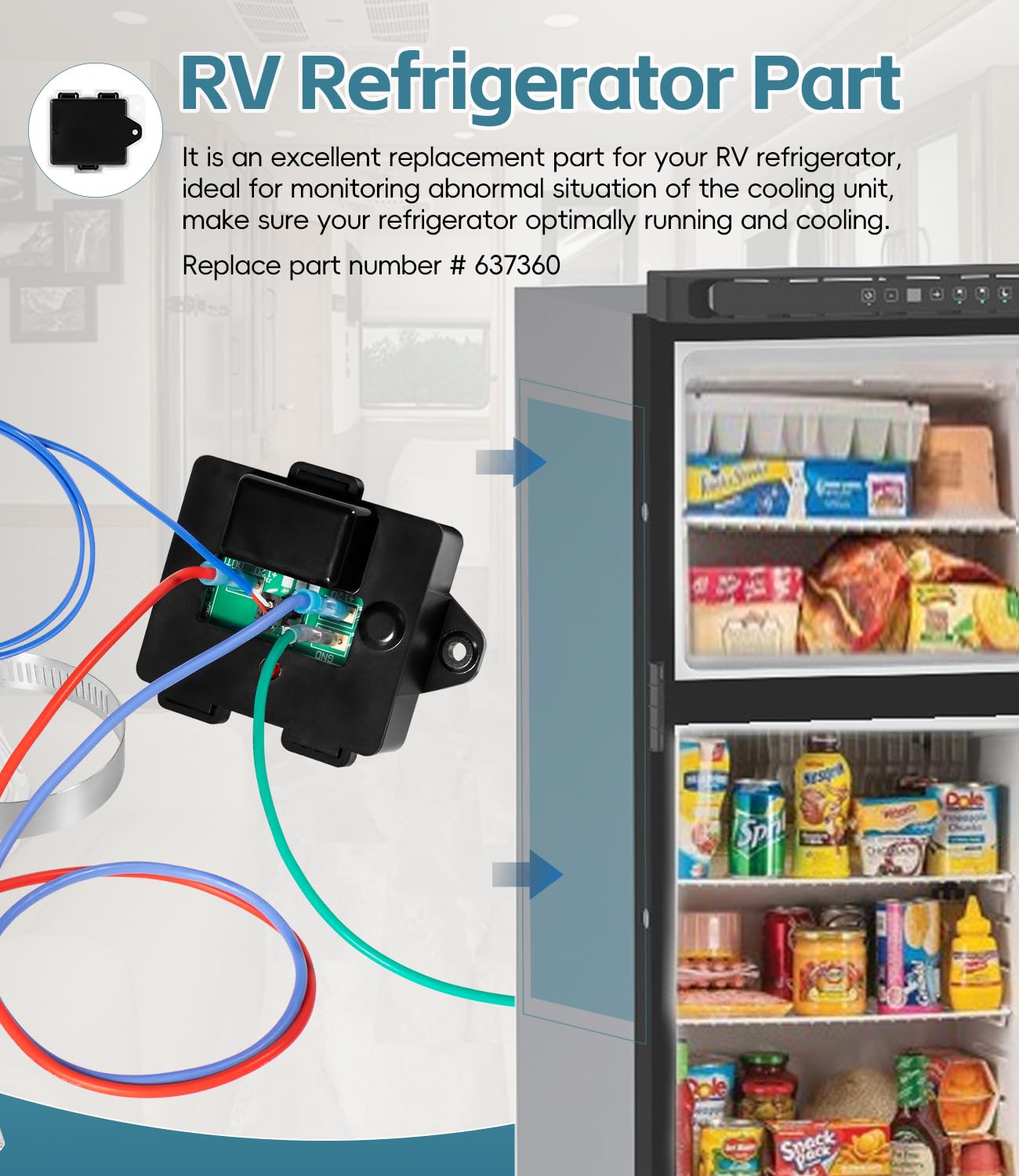 637360 Temp Monitor Control Kit Compatible with Norcold 2118,1200,1201, 1210,1211 Series RV Refrigerator Cooling Unit Temperature Monitor Control Kit, Replace #634677 637360