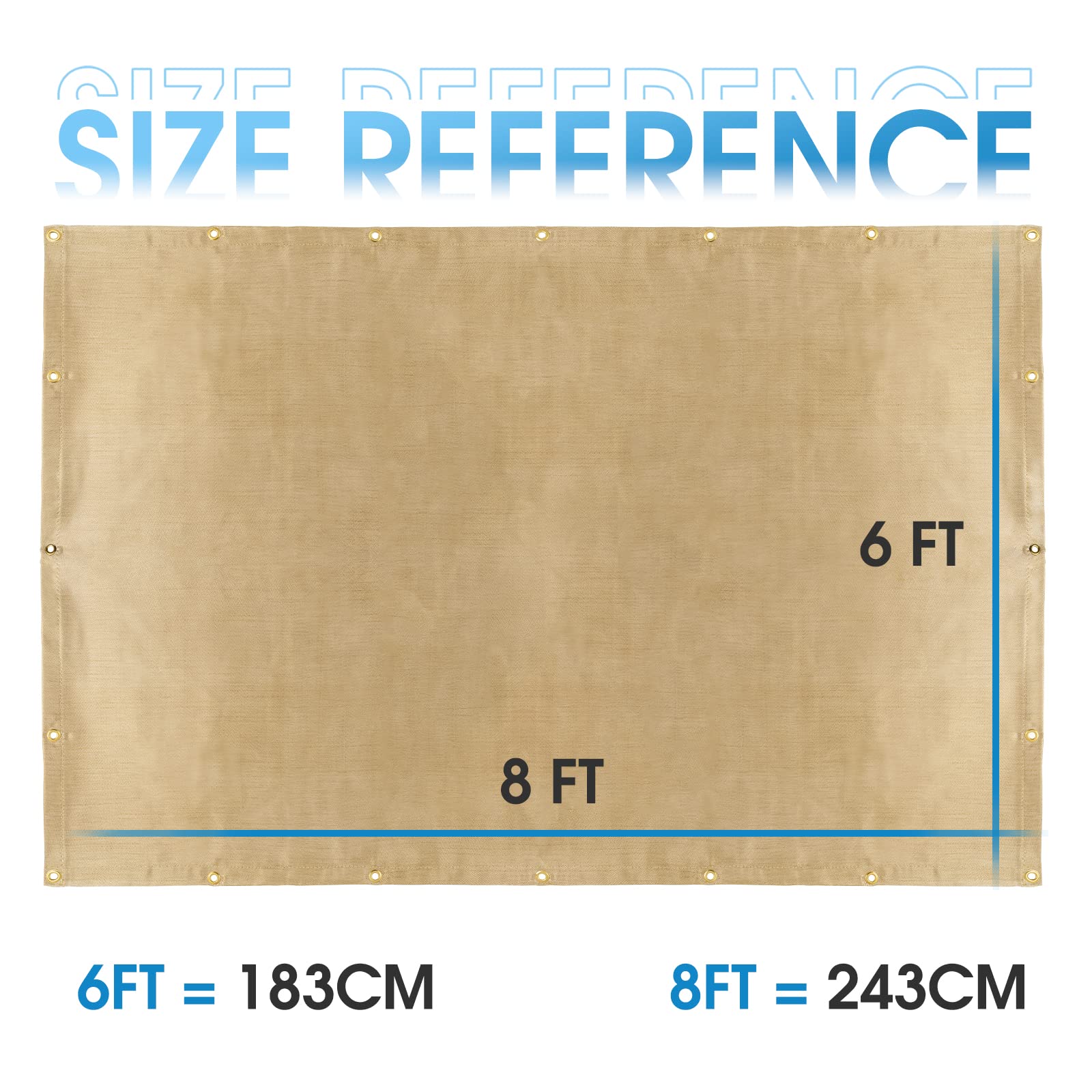 YESWELDER Fiberglas-Schweißdecke, 1,8 x 2,4 m, feuerfeste Decke, 8 mm, verdickter Schweißschutz mit Ösen, thermische beständige Isolierung, robuste Schweißvorhang, feuerhemmende Matte, Grillabdeckung