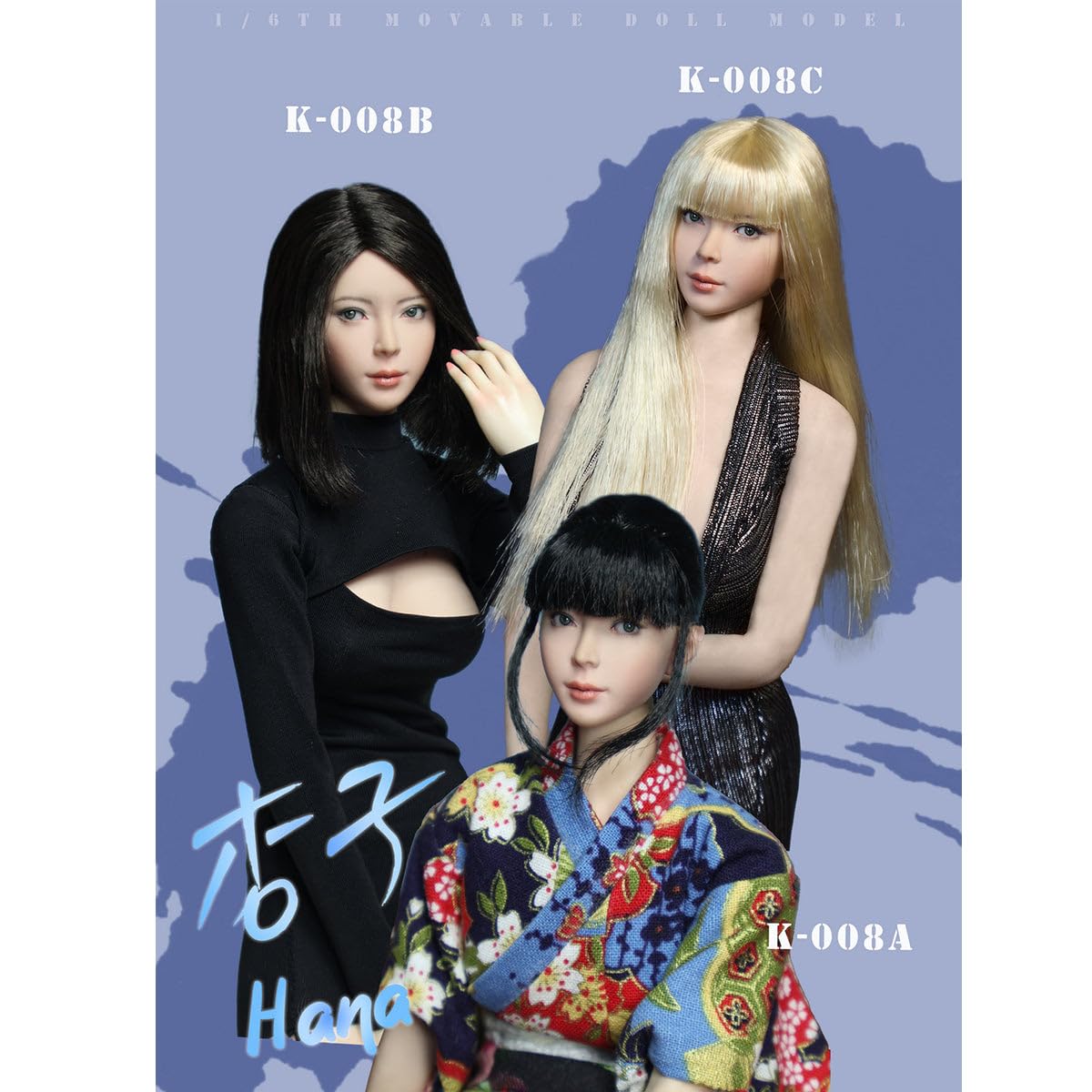 HiPlay 1/6 Asian Beauty Hana mit beweglichen Augen Kopfskulptur (Ver.A) Zubehör für 12-Zoll-Actionfigur