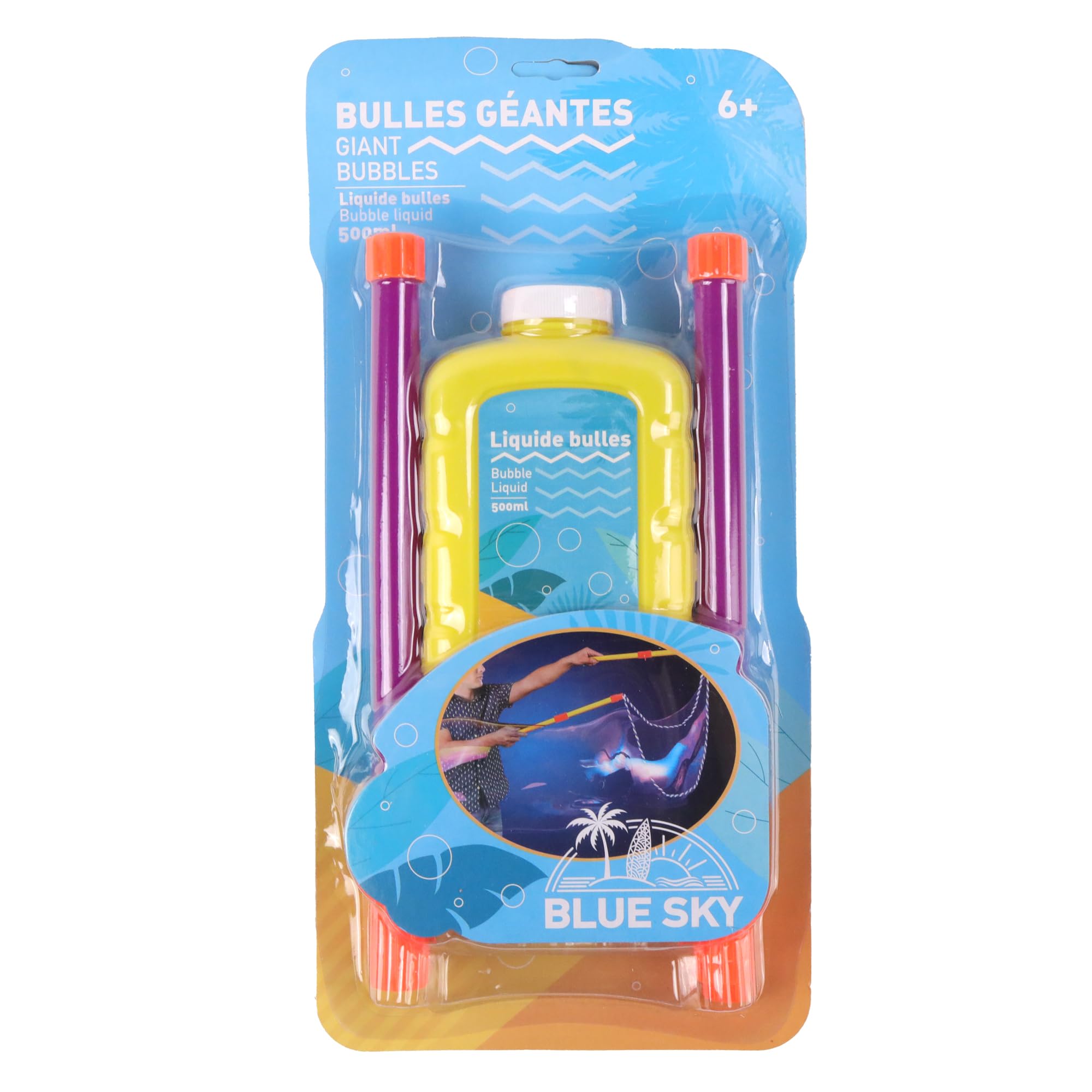 BLUE SKY - Baguettes de Burbujas Gigantes - Burbujas de Jabón - 048602 - Violeta - Plástico - Juguete para Niños - Juego al Aire Libre - Juego de Verano - 35 cm x 18 cm - A Partir de 6 años