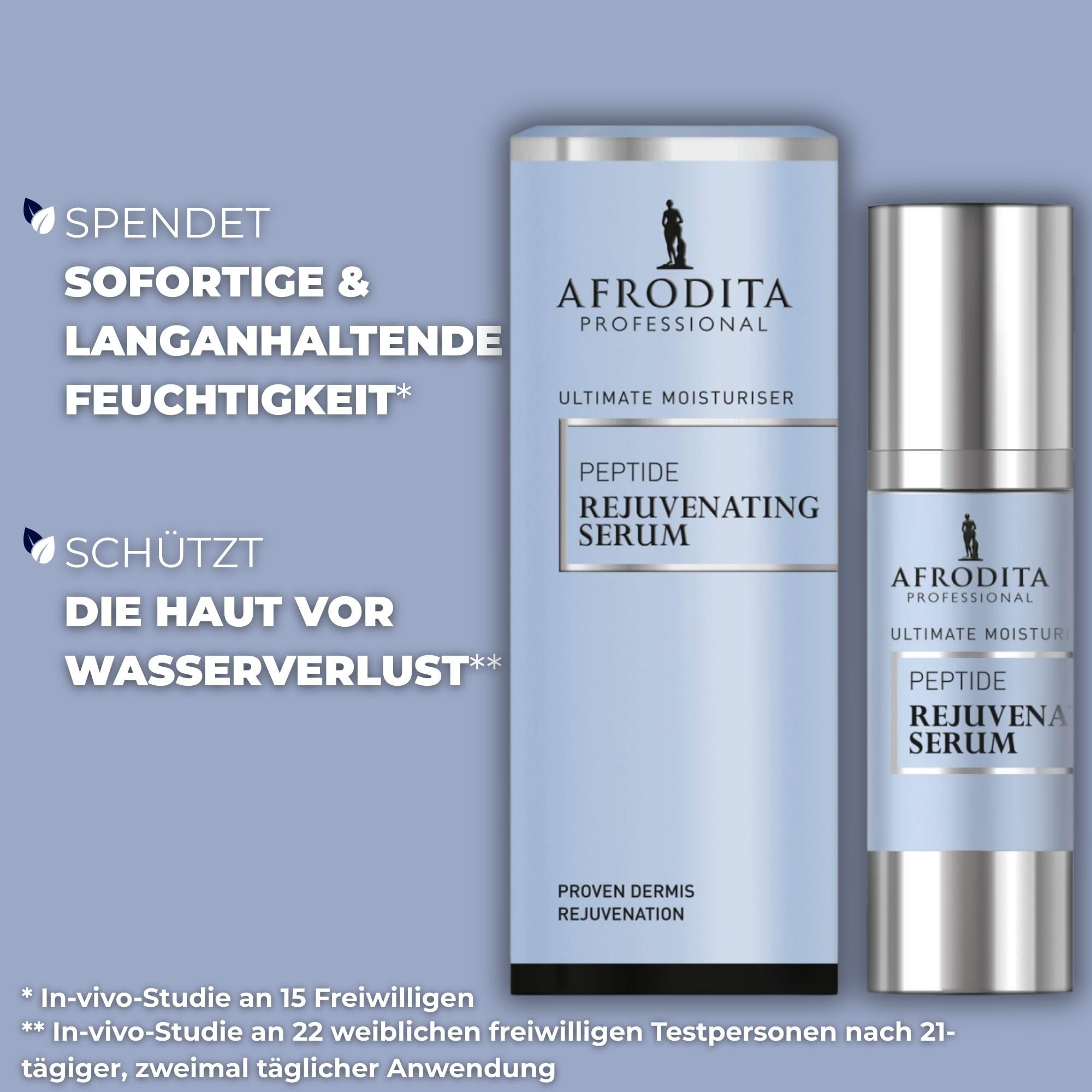 Afrodita Professional Perfect Code Peptid Verjüngungs-Serum, Intensiv feuchtigkeitsspendendes Anti-Aging Gesichtsserum mit bioaktiven Peptiden & PatchH2O, straffende Pflege gegen Falten, 30 ml
