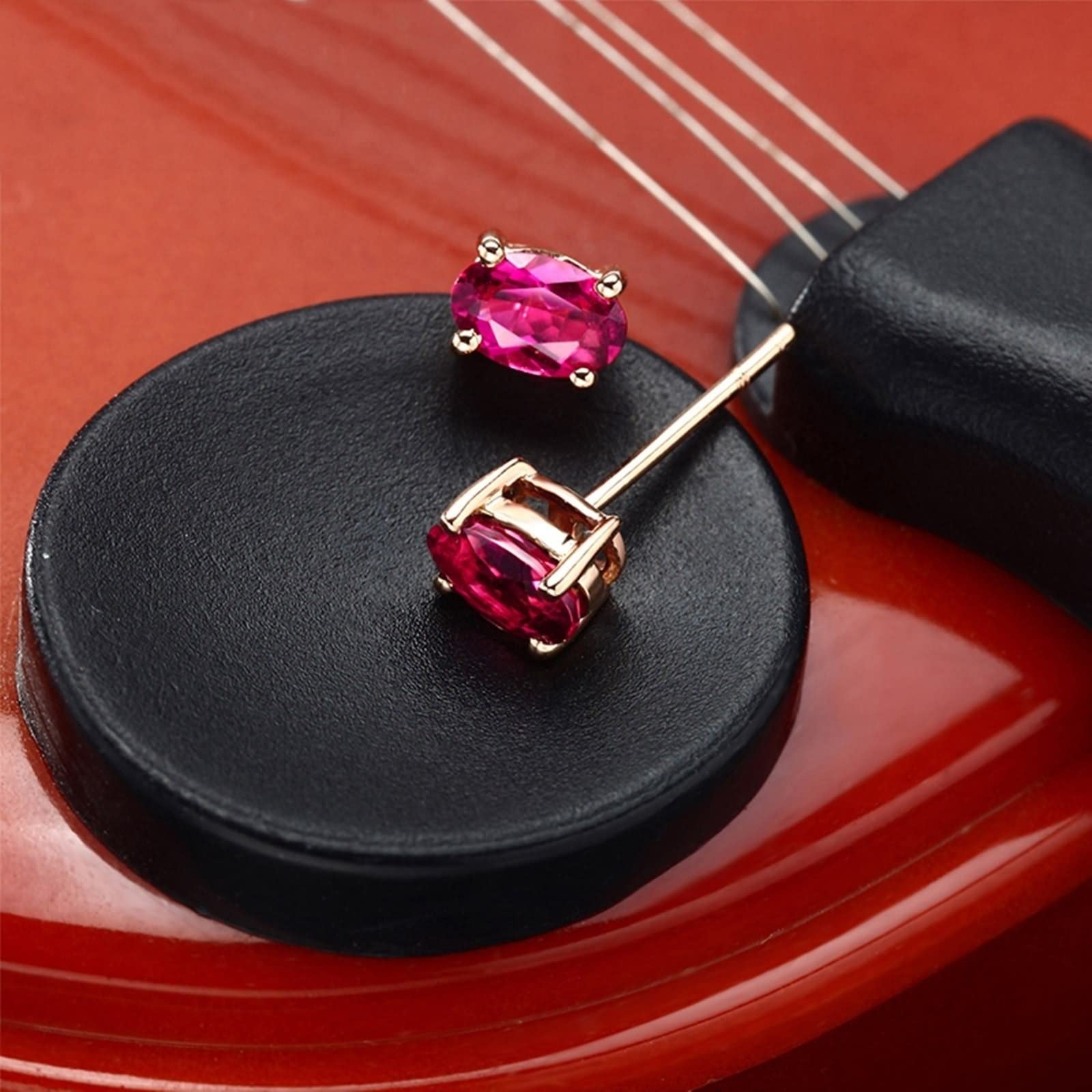 Epinki 18 Karat Rose Gold Au750 Ohrstecker Frauen, 1ct Turmalin Ohrstecker Nickelfrei Zart Design Solitär Ohrschmuck Echter Schmuck