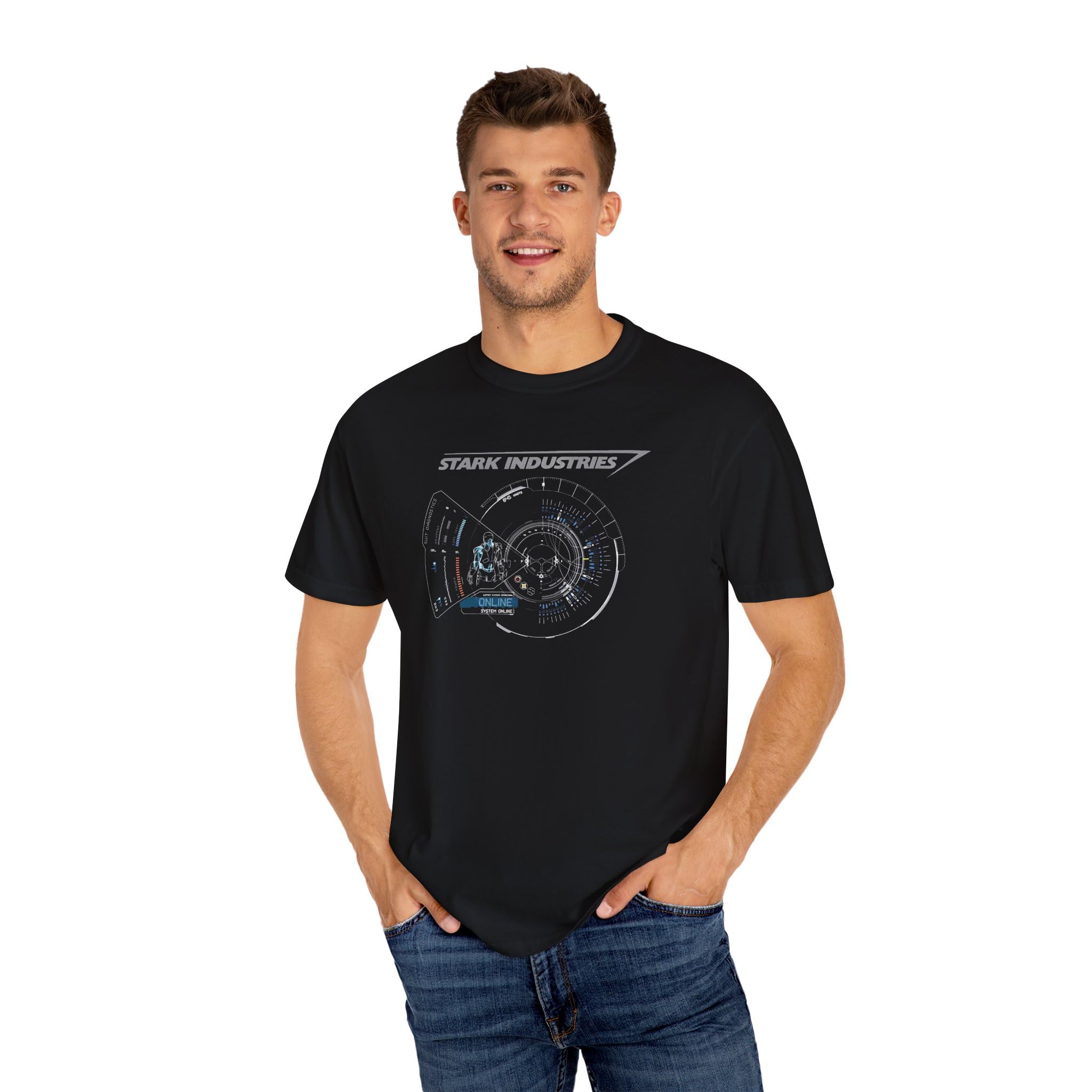Jokers Iron Man Stark Industry Tshirt - Stylish Black Regular Fit Cotton T-Shirt, Comfortable Printed Short Sleeves Rounded Neck for Men and Women