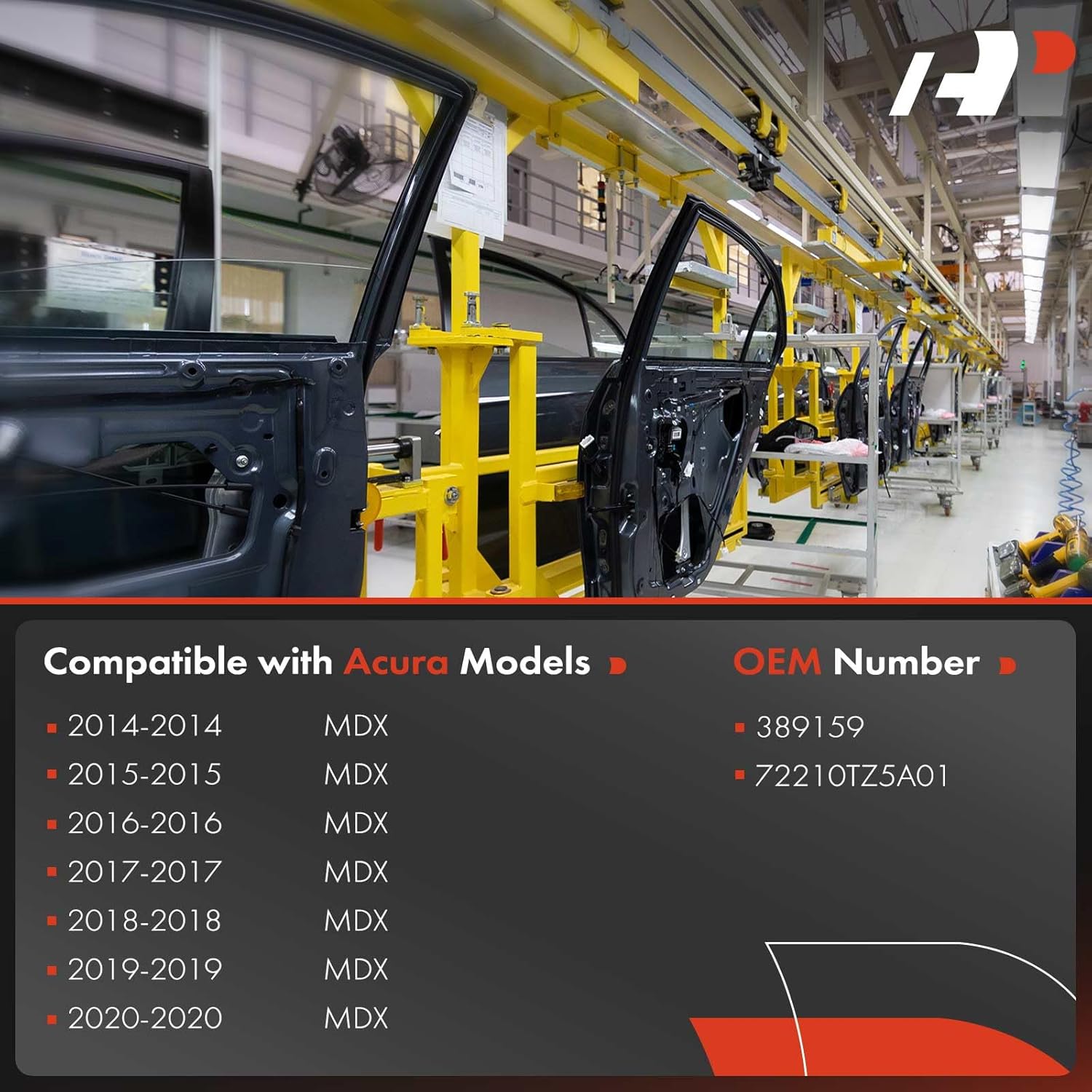 A-Premium Electric Power Window Regulator with Motor Compatible with Acura MDX 2014-2020, Front Right Passenger Side, Replace# 72210TZ5A01