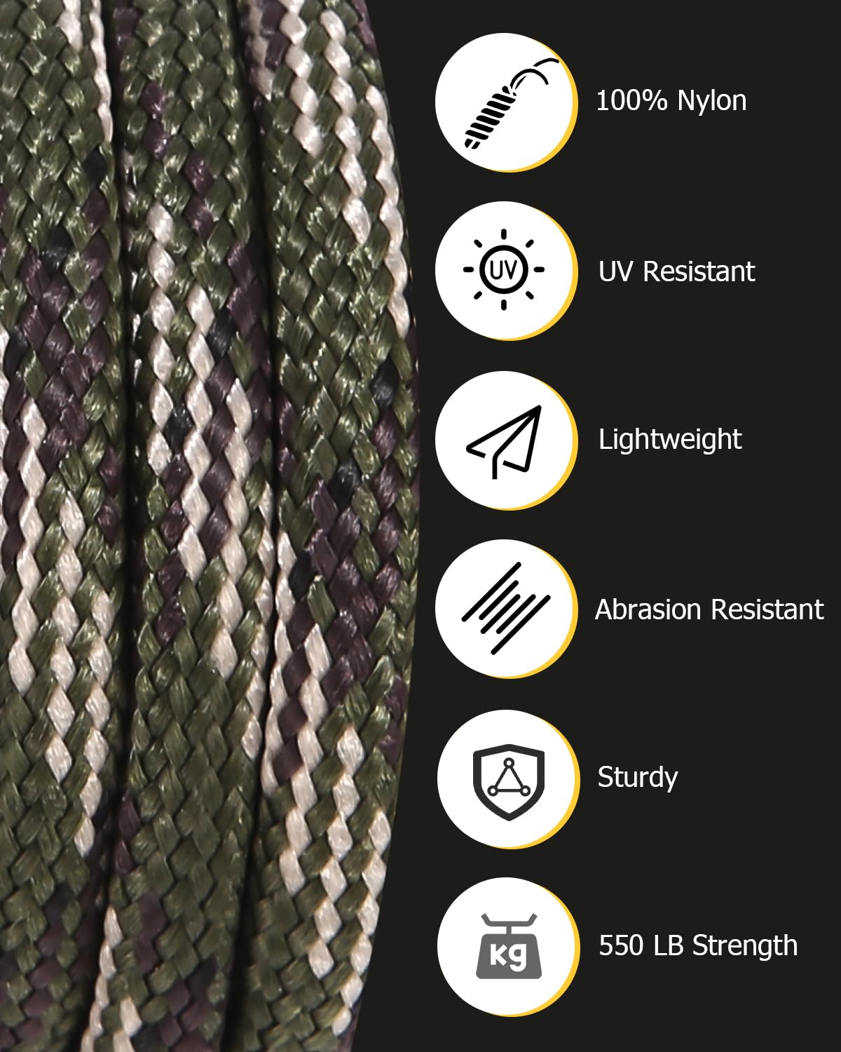 48 m Paracord 4 mm, odporna na rozerwanie, 100% nylonowa, 9 rdzeni, linka Paracord, 4 sztuki x 12 m, zestaw Paracord, wytrzymuje do 280 kg, odporna na warunki atmosferyczne, do survivalu, na