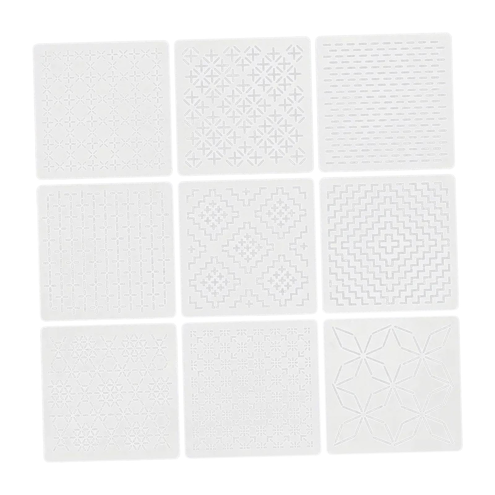 9 Pieces Sashiko Stencil Kit DIY Craft Sewing Embroidery Pattern Stabilizers|Hand Embroidery Kits-image-19