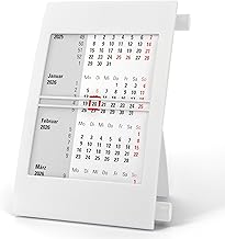 Truento 3-Monats-Tischkalender für 2 Jahre (2026 & 2027) - mit Drehmechanik - weiß/weiß/rot