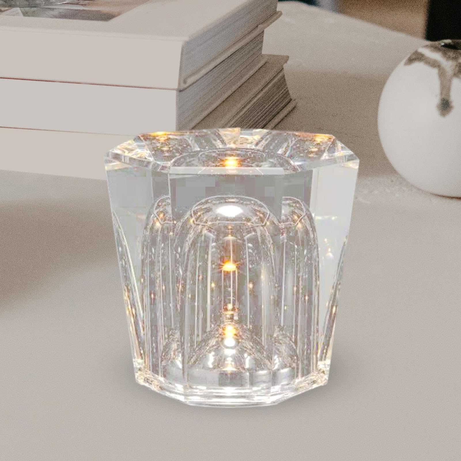 Fenteer Lampada da Tavolo con Luce Notturna, Lampada da Tavolo con Illuminazione Ambientale, Lampada da Tavolo con Cristallo, Lampada da Tavolo per Inaugurazi, Stile a