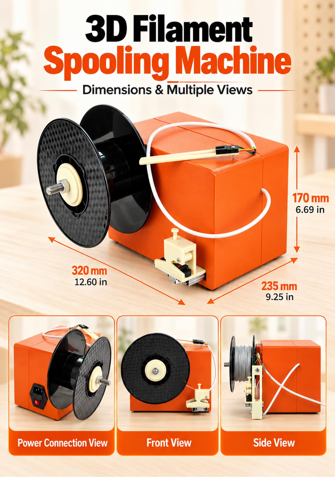 Extrudeuse Filament pour Imprimante 3D & Bobineuse, 300–650mm/min Winder