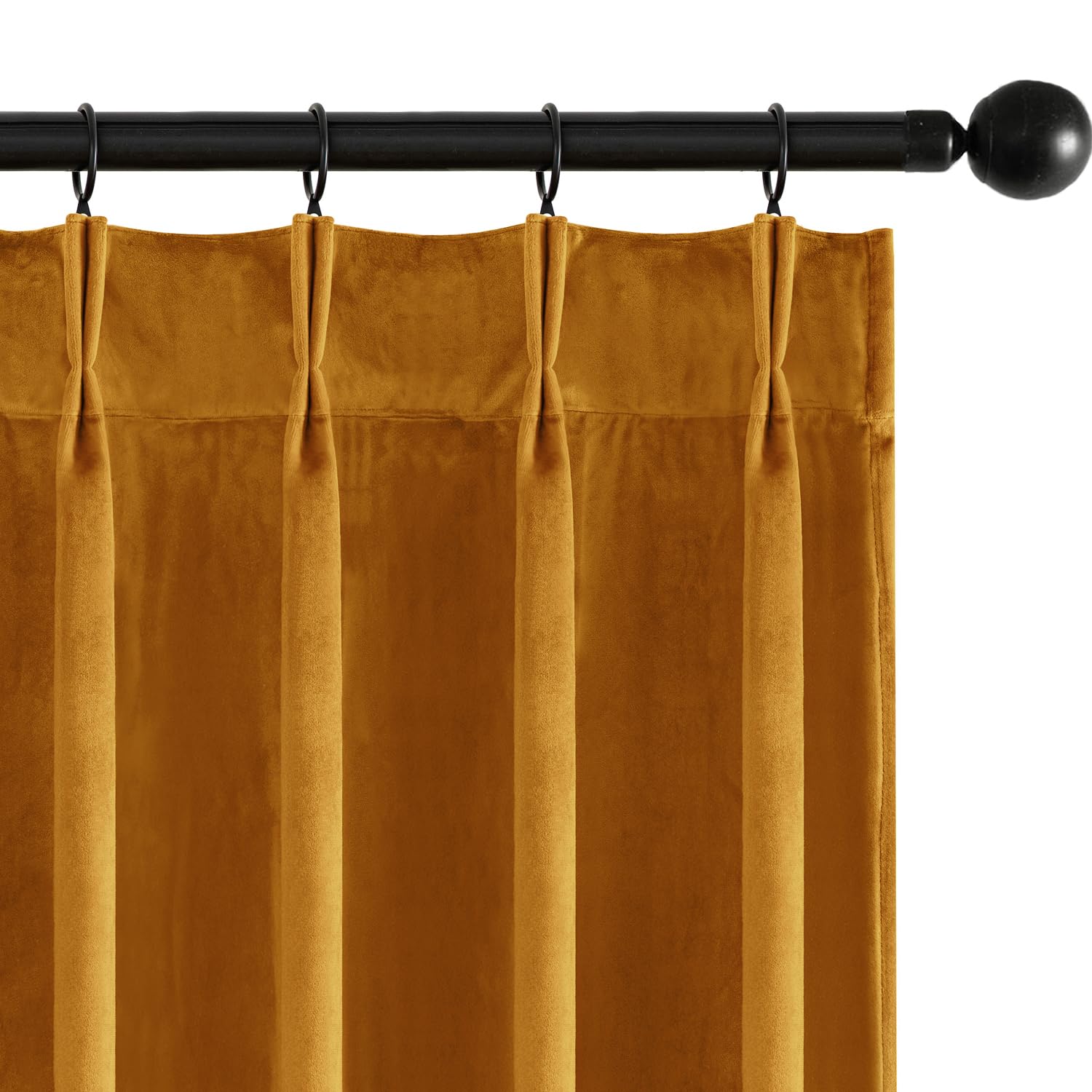 MIULEE Velvet Pinch Pleated Blackout Mustard Yellow Curtains 40x96 Inches