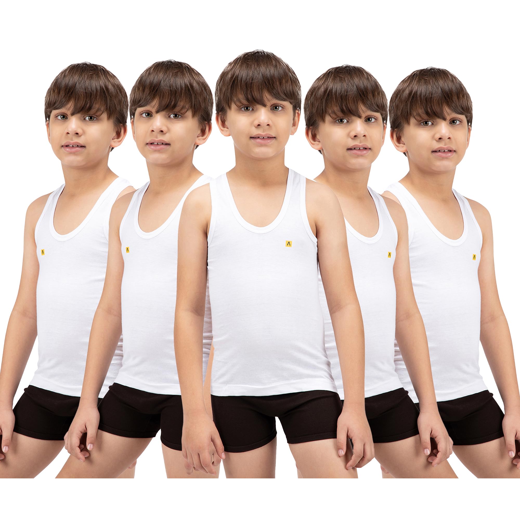 amul comfy Boy's Vest | 100% Cotton Single Jersey Fabric | U Neck Sleeveless Innerwear | Soft Hand Feel Comfort Fit | Seamless Body | Superior Daily Comfort | Color May Vary (Pack of 5)-picture-21
