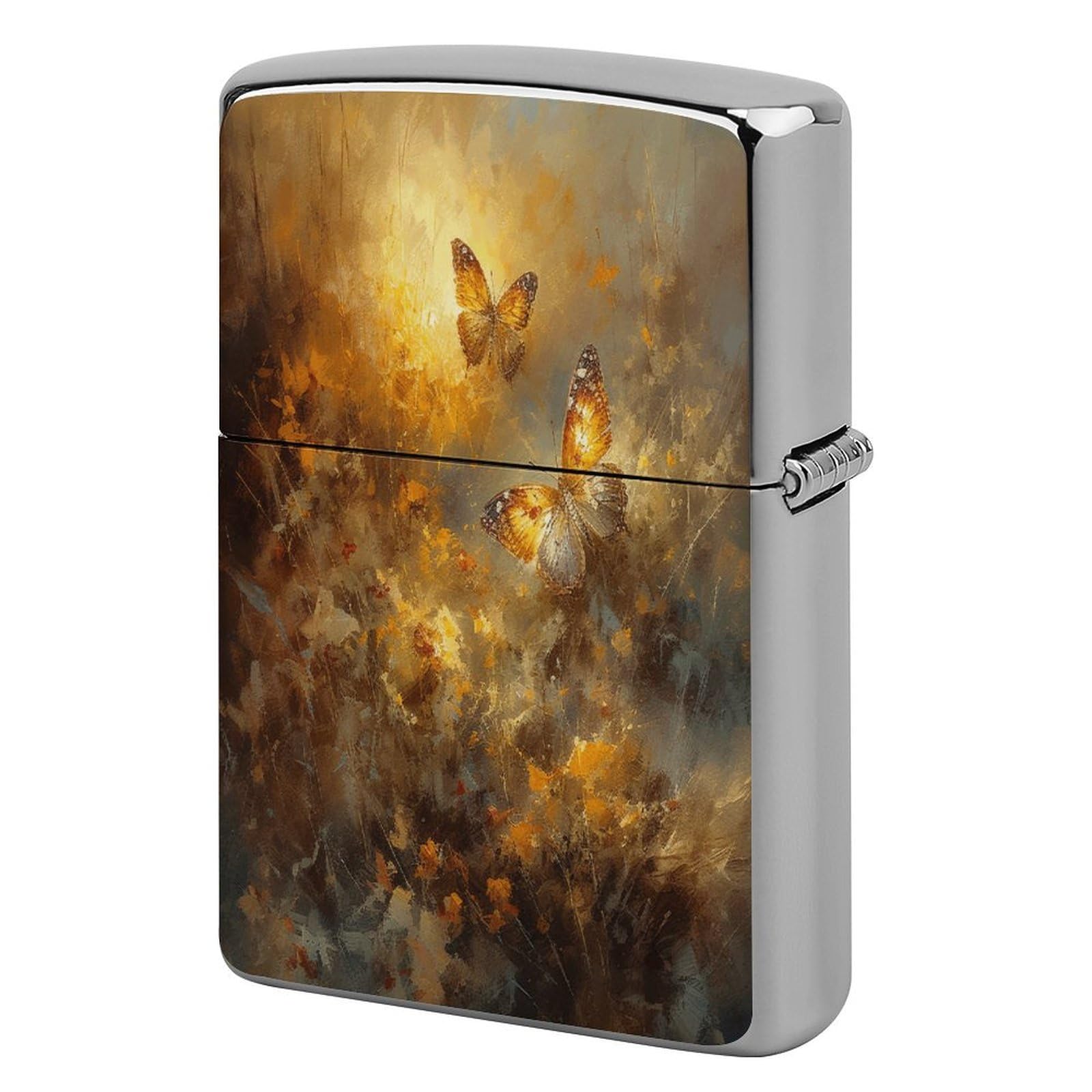 Fekiloot Style Golden Butterfly Painting Lighter Case Cover Lighter Holder