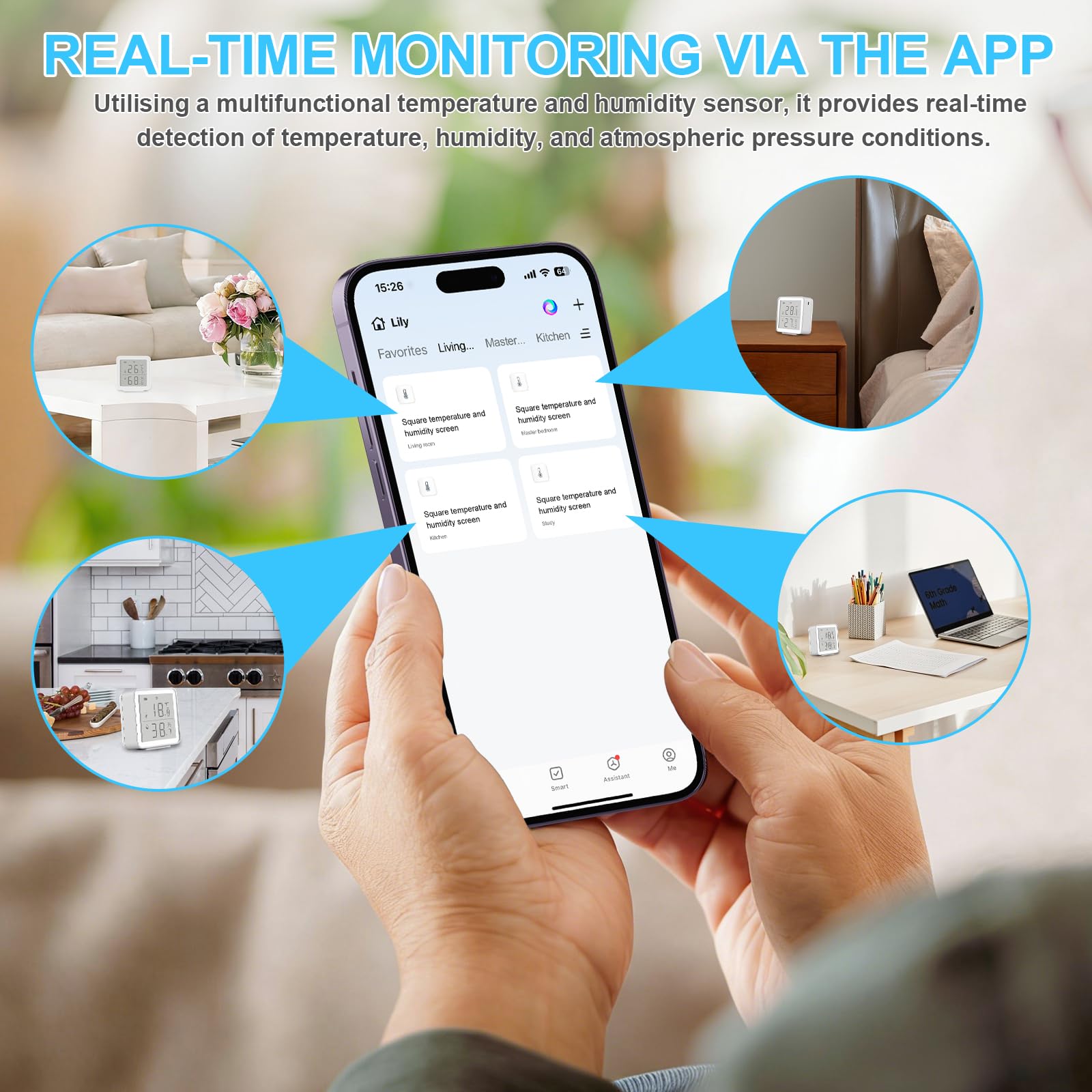 Termómetro Higrómetro WiFi, Sensor Digital Temperatura WiFi 2.4G, Termometro Smartlife,Compatible con Alexa/Google Home/Tuya/smart life,Control Remoto,Casa Ambiente, Planta y Mascota — view 3