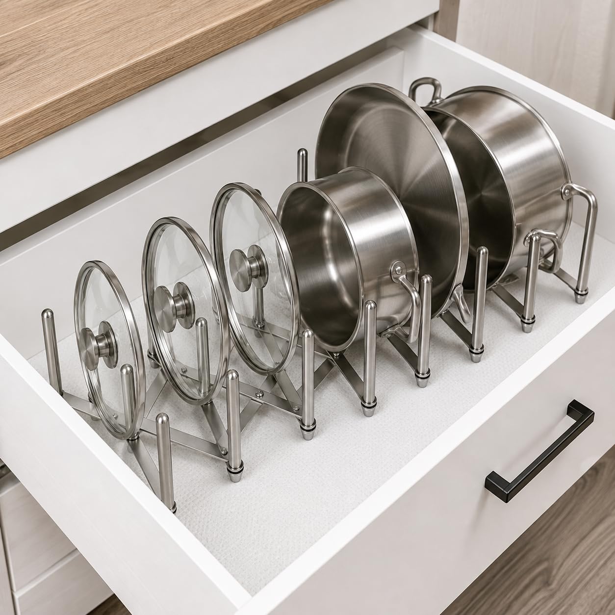 topfdeckel aufbewahrung ikea New Variera Pot Lid Organizer Stainless Steel Multi-use Adjustable Lenght 