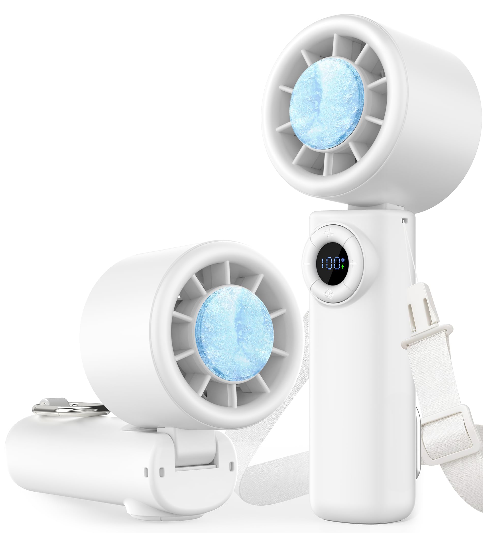 Portable Handheld Turbo Fan with Ice Cooling, 100 Levels Stepless Speed, 15H Long Battery Life, 10500RPM Turbo Fan Rechargeable Personal Mini Fan for Travel, Outdoor, Makeup