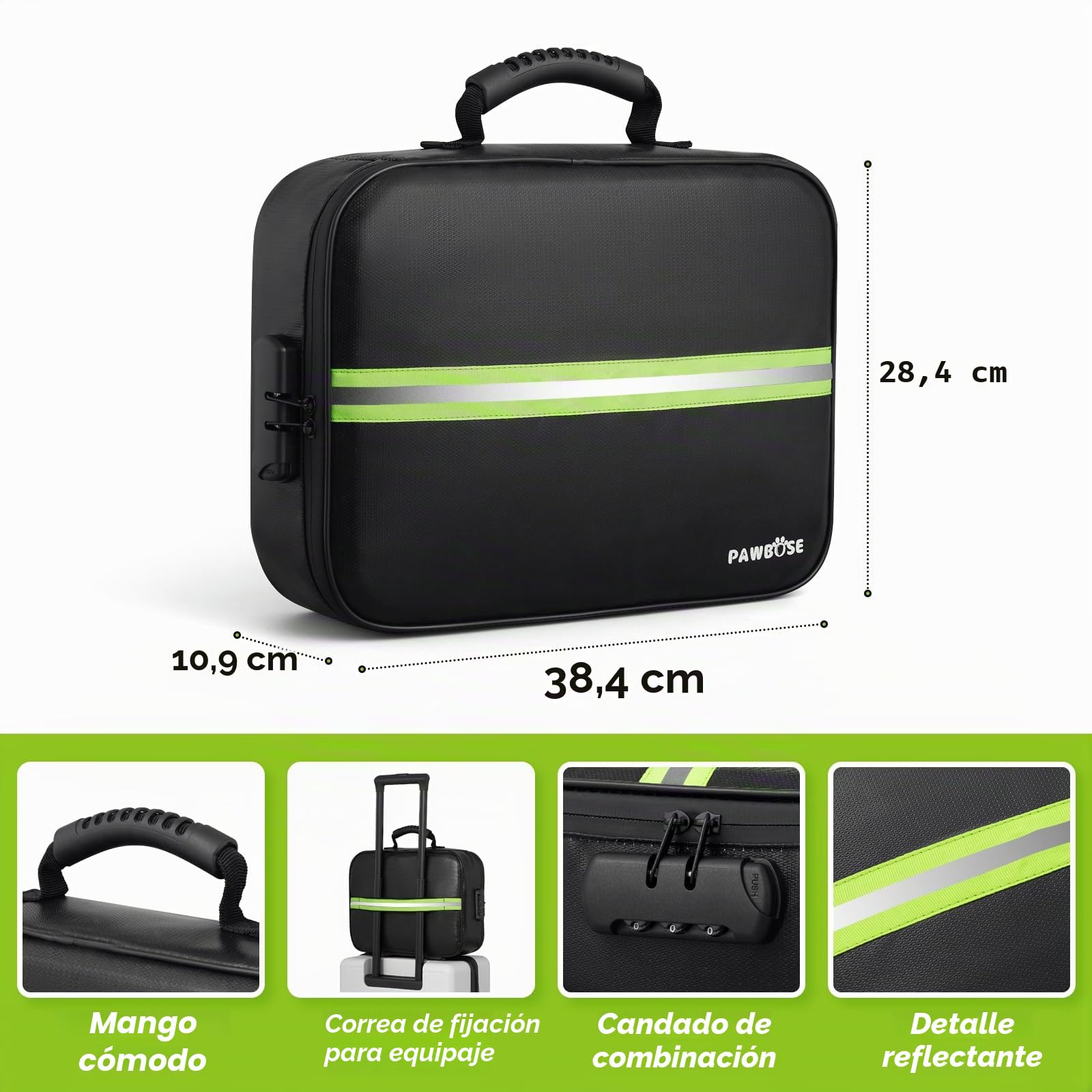 PAWBOSE Caja Fuerte Ignífuga con Cerradura, Bolsa para Documentos Ignífuga, Tarjeta, Certificado Importante con Organizadora de Varias Capas, Bolsa de Documentos para el hogar Oficina Viajes