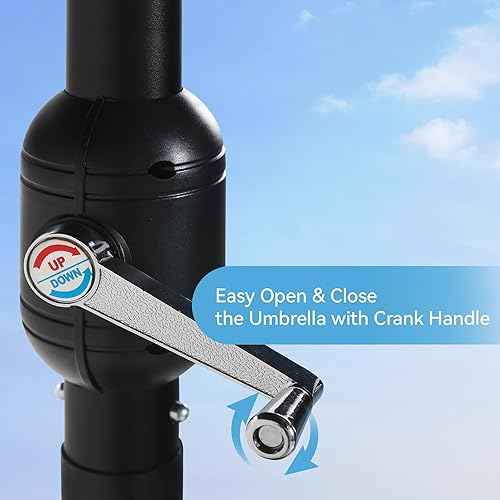Miniatura 6 de GREEN PARTY Sombrilla de patio rectangular de 15 pies con base incluida, sombrilla de mesa de doble cara con manivela, sombrillas grandes para