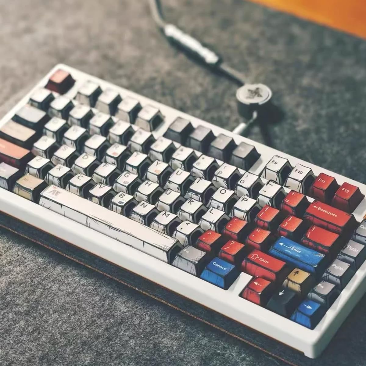 mintcaps PBT Keycaps - Juego de teclas retro japonesas de manga, 141 teclas Cherry Profile Dye-Sub Custom Keycap para teclado mecánico Cherry MX 60%, 65%, 75%, 100% Cherry MX