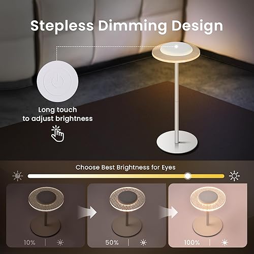 Miniatura 6 de LOFTEK Juego de 2 lámparas de mesa inalámbricas  Lámparas de escritorio portátiles recargables que cambian de color con altura ajustable para