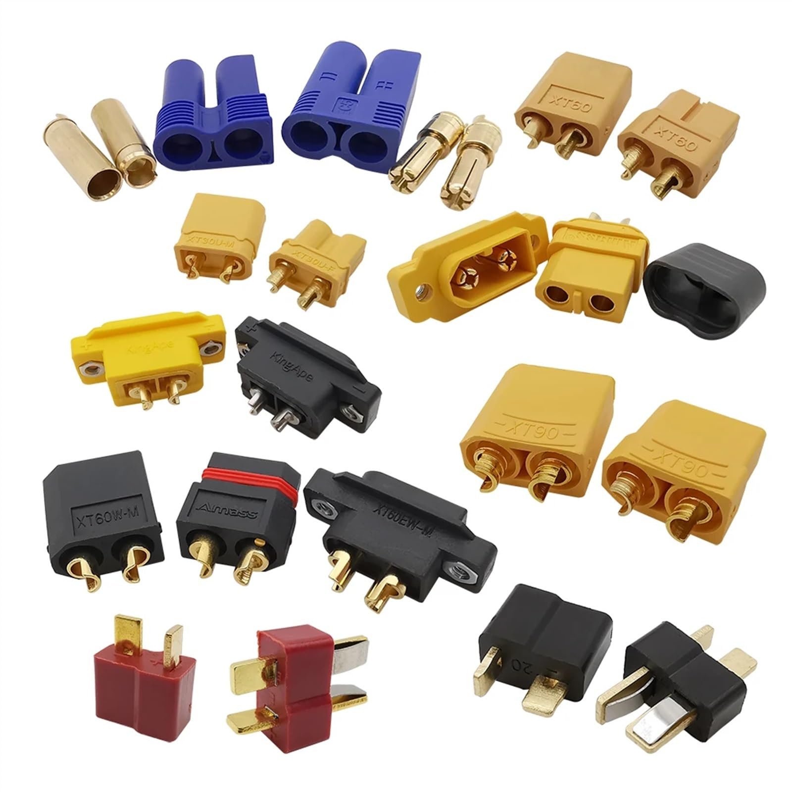 Złącze XT XT30 XT60 XT60E1 XT60H XT60E XT60EW XT60W XT90, EC5 wtyk typu T, żeński, wtyki akumulatora, 20 sztuk (10 par XT90)