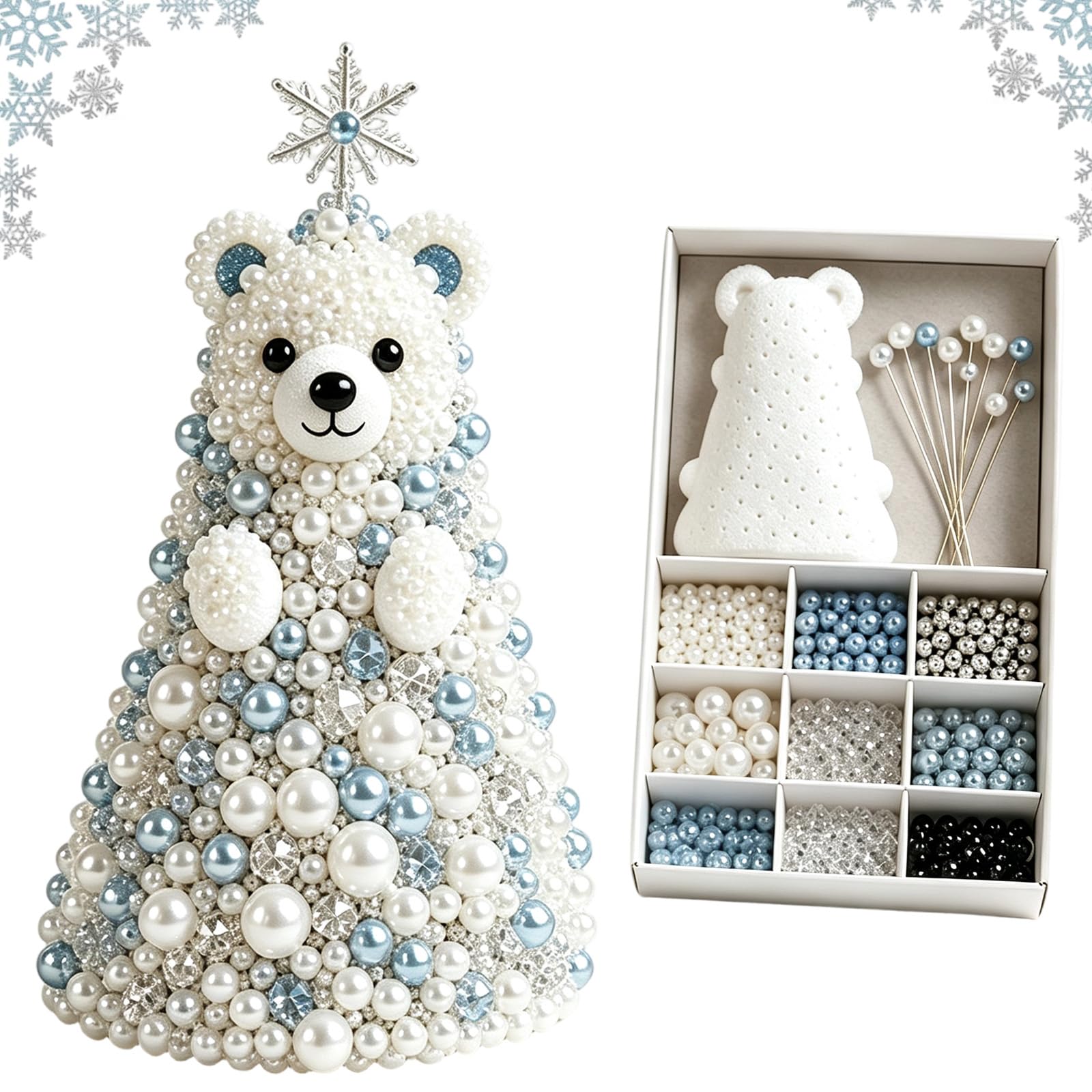 DIY Beaded Christmas Tree Kit, 3D Crystal Bead with LED Light (A010)