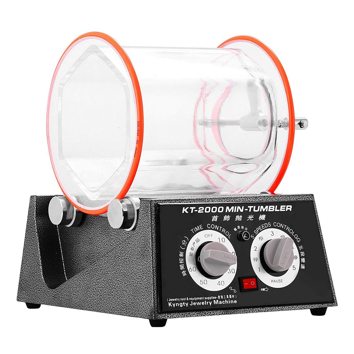 Jewelry Polisher Tumbler, ELEOPTION Professional Magnetic Tumbler Rotar Tumbler Jewelry Polisher Finisher Machine Professional Mini Tumbler with Free Polishing Bead(110V 80W) (KT-6808, 80W, Large)