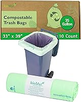 Vista 11 de bioMat Bolsas de basura compostables de 35 galones, 30 unidades, forros altos para basura de comida de cocina, certificado BPI, CMA y OK Compost