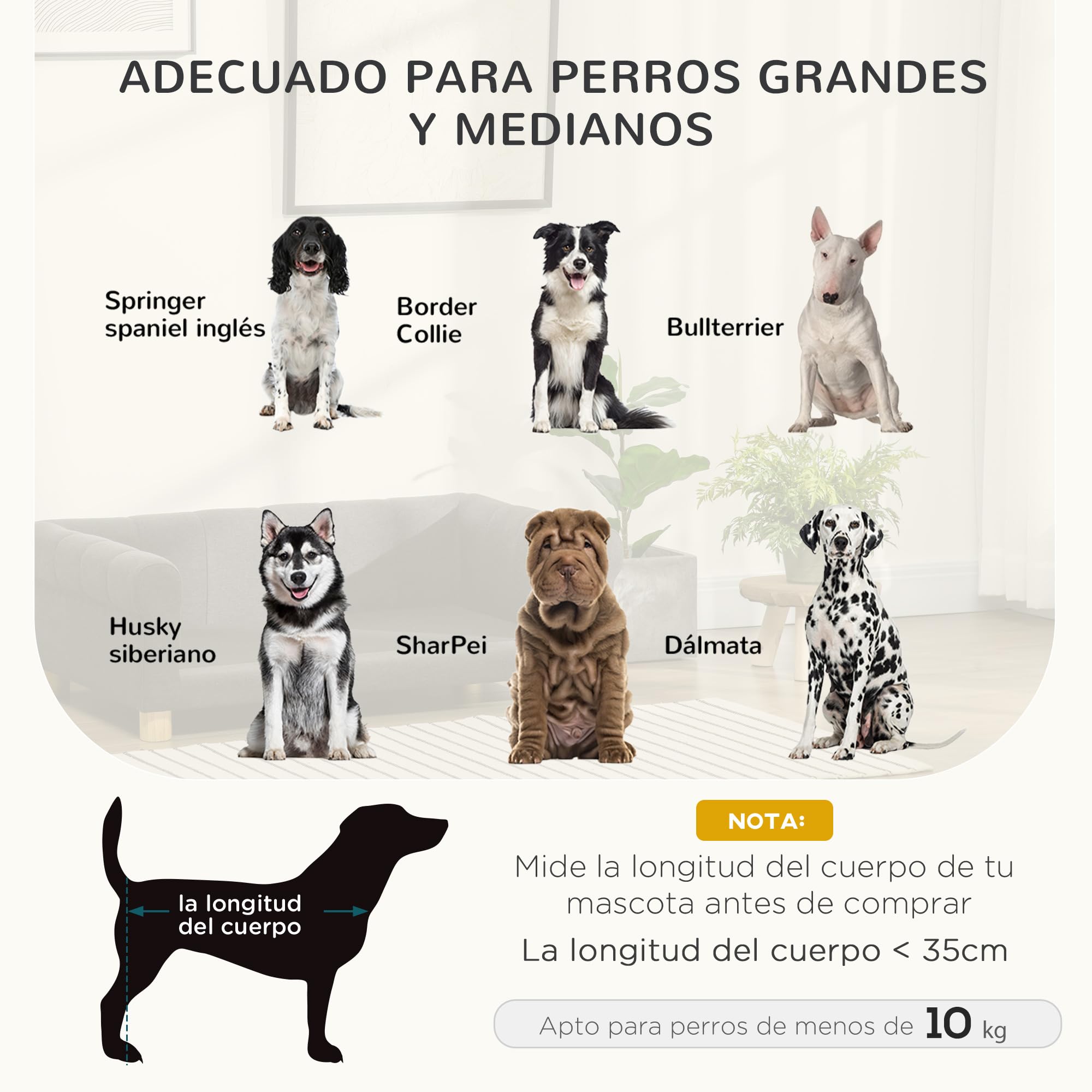 PawHut Sofá para Perros Grandes y Medianos, 100x62x32 cm, Cama Elevada para Perros, Tapizada en Chenilla, con Cojín Lavable y Patas de Madera de Pino, Gris Oscuro