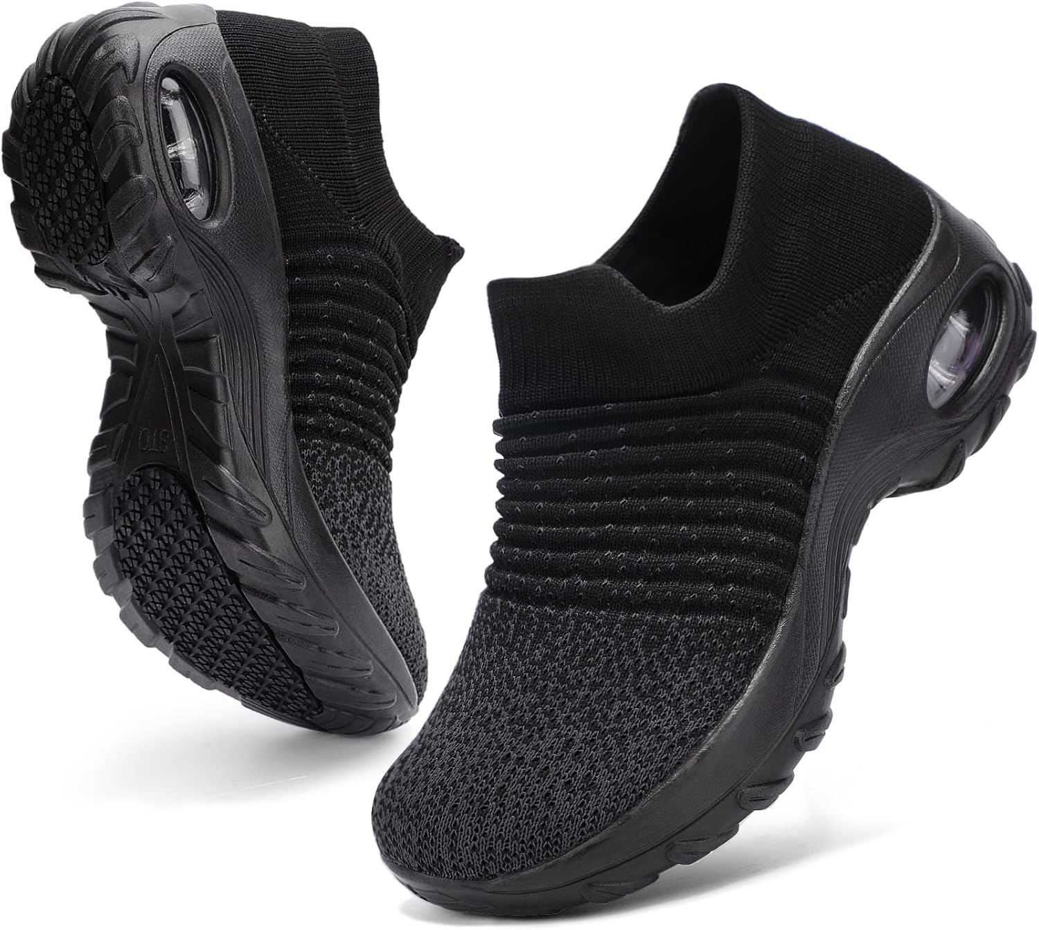 HKR Women's Walking Shoes Arch Support Non Slip Work Shoes Breathable Knit Upper Lightweight for Plantar Fasciitis