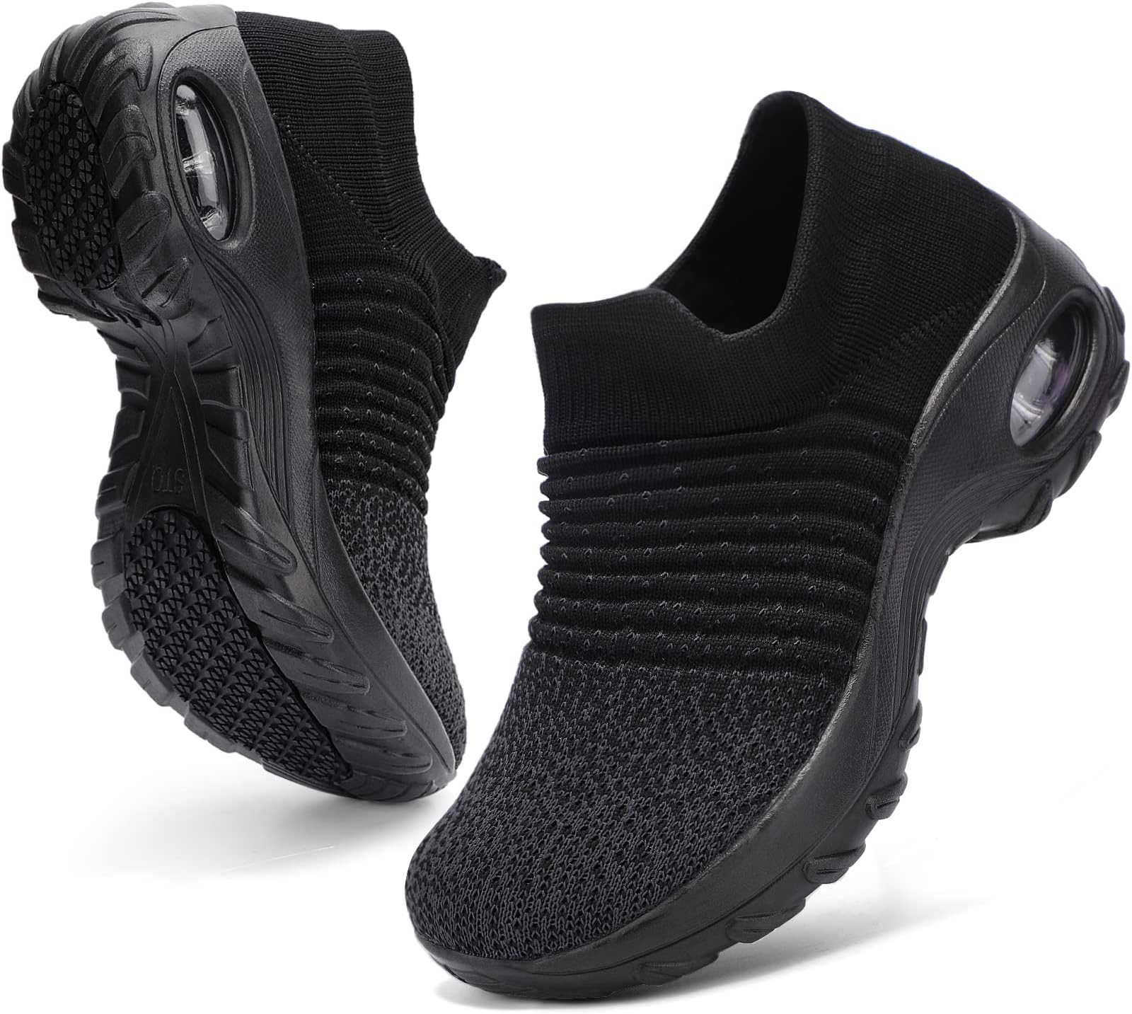 HKR Women's Walking Shoes Arch Support Non Slip Work Shoes Breathable Knit Upper Lightweight for Plantar Fasciitis