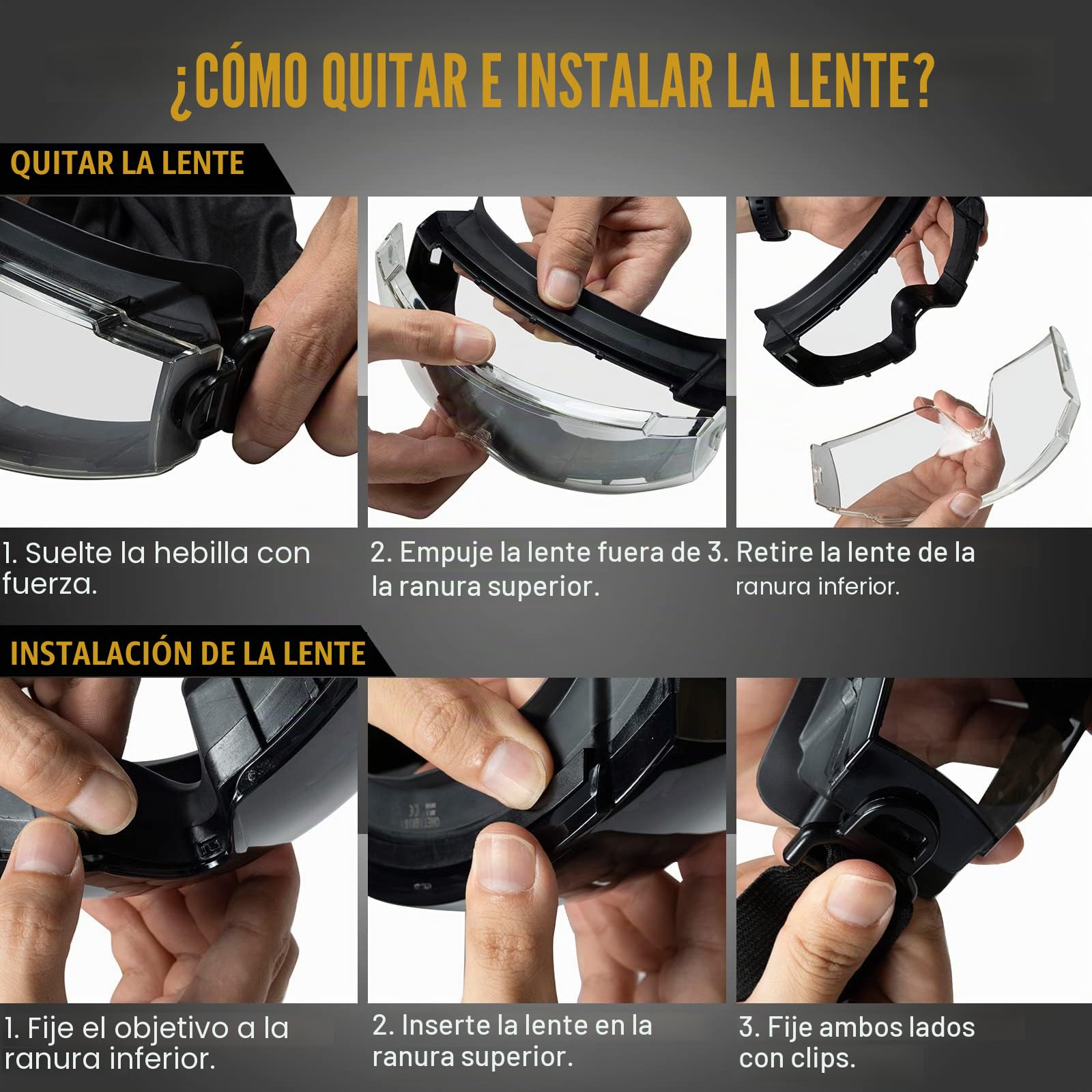OneTigris Gafas de protección tácticas, gafas de seguridad a prueba de polvo, gafas de seguridad con CE EN166 y ANSI Z87.1, gafas de protección de visión completa para usuarios de gafas, obra