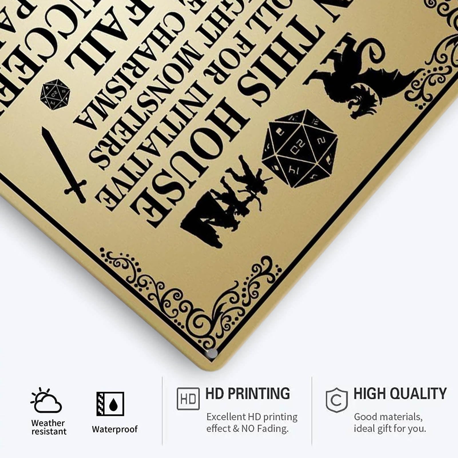 Dungeons And Dragons Sign Dragon Wall Art Dungeons And Dragons Movie Poster Dungeons And Dragons Gifts For Men In This House We Roll For Initiative We Roleplay Retro Metal Tin Sign Dungeons And - Image 3