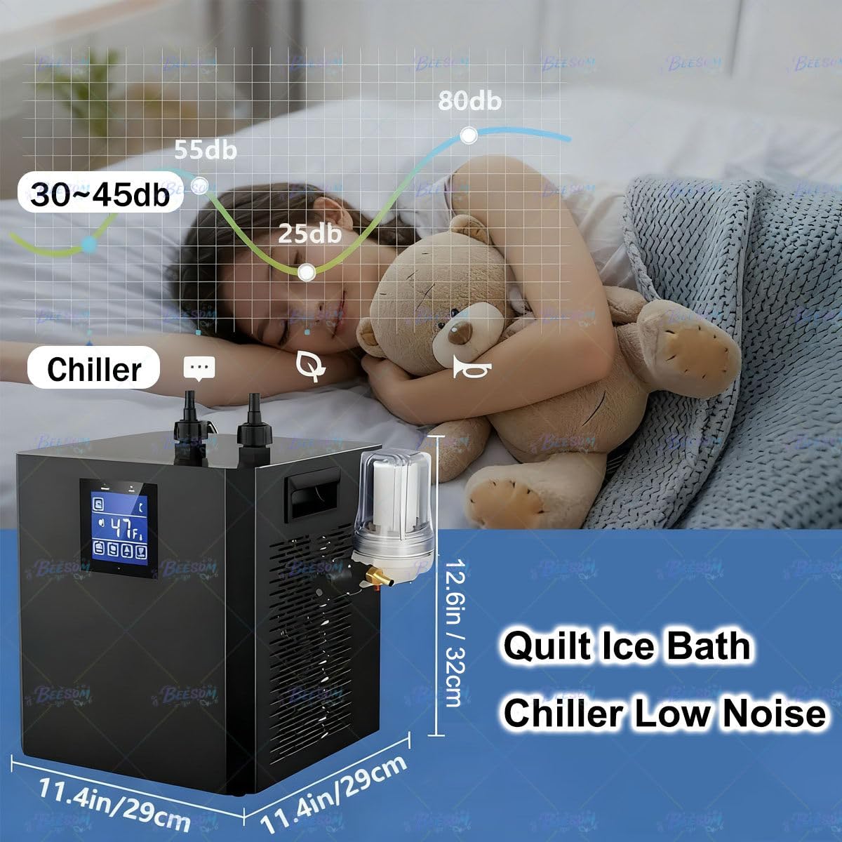Industrial Water Chiller/Enfriador Agua Industrial, Enfriador Baño Hielo con 2 Bombas Y Filtro PP 3 Micrones,Enfriamiento Rápido – Ideal para Bañeras Enfriamiento Agua Fría por Inmersión