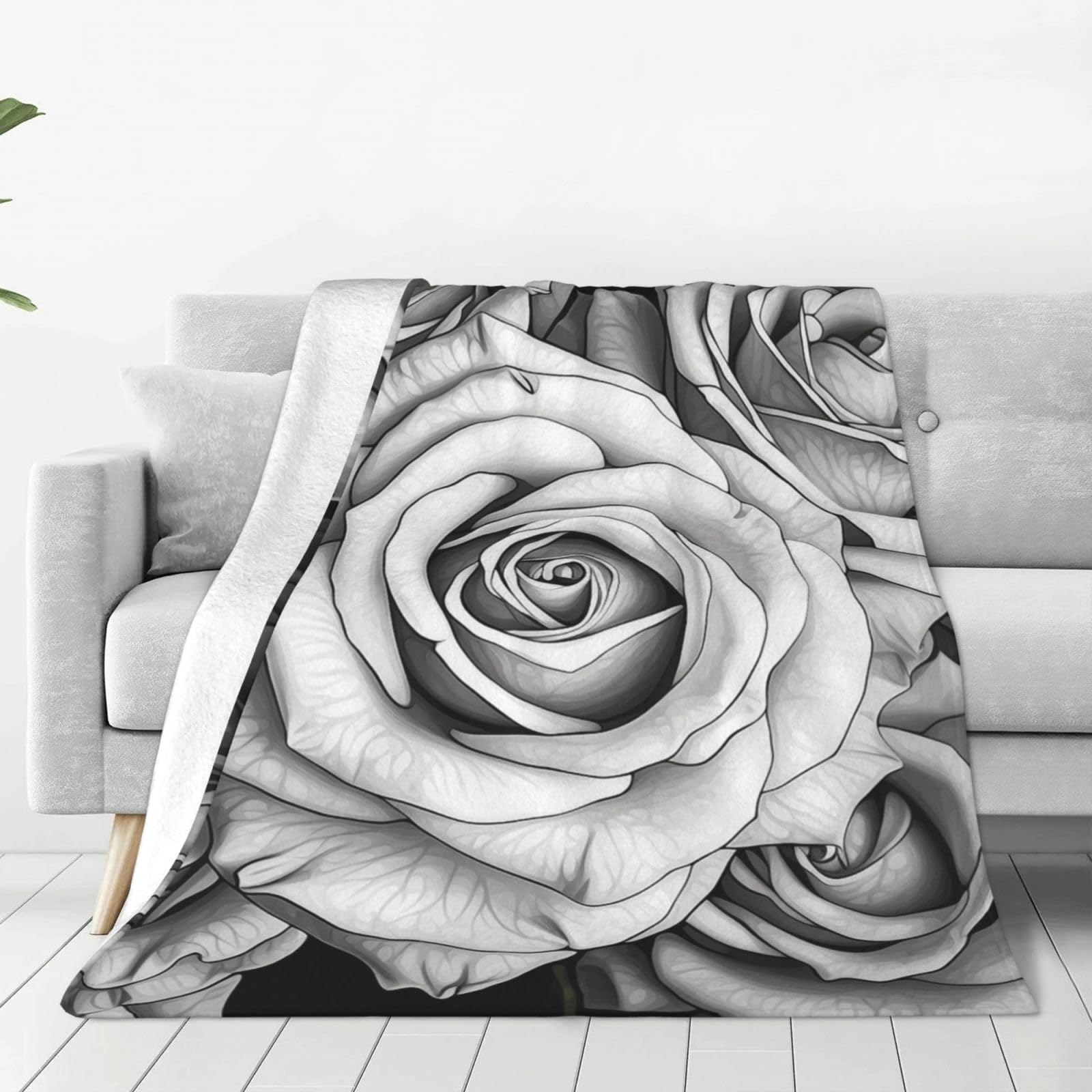 Couverture en flanelle bicolore 152x127 cm pour canapé toutes saisons