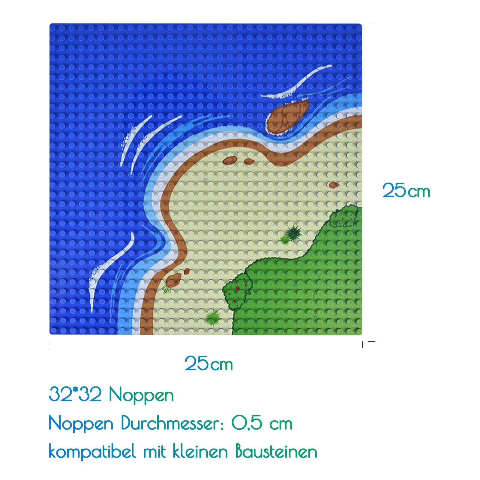 Grundplatten Für Bausteine – 25,5 X 12,7 Cm, Kompatibel Mit LEGO & Anderen Marken, 6 Stück In Grün/Blau/Grau