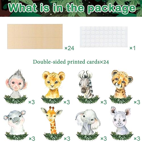 Miniatura 2 de 24 palos de centro de mesa de safari, decoración de fiesta de baby shower de animales de la selva para niños y niños, suministros de fiesta temática