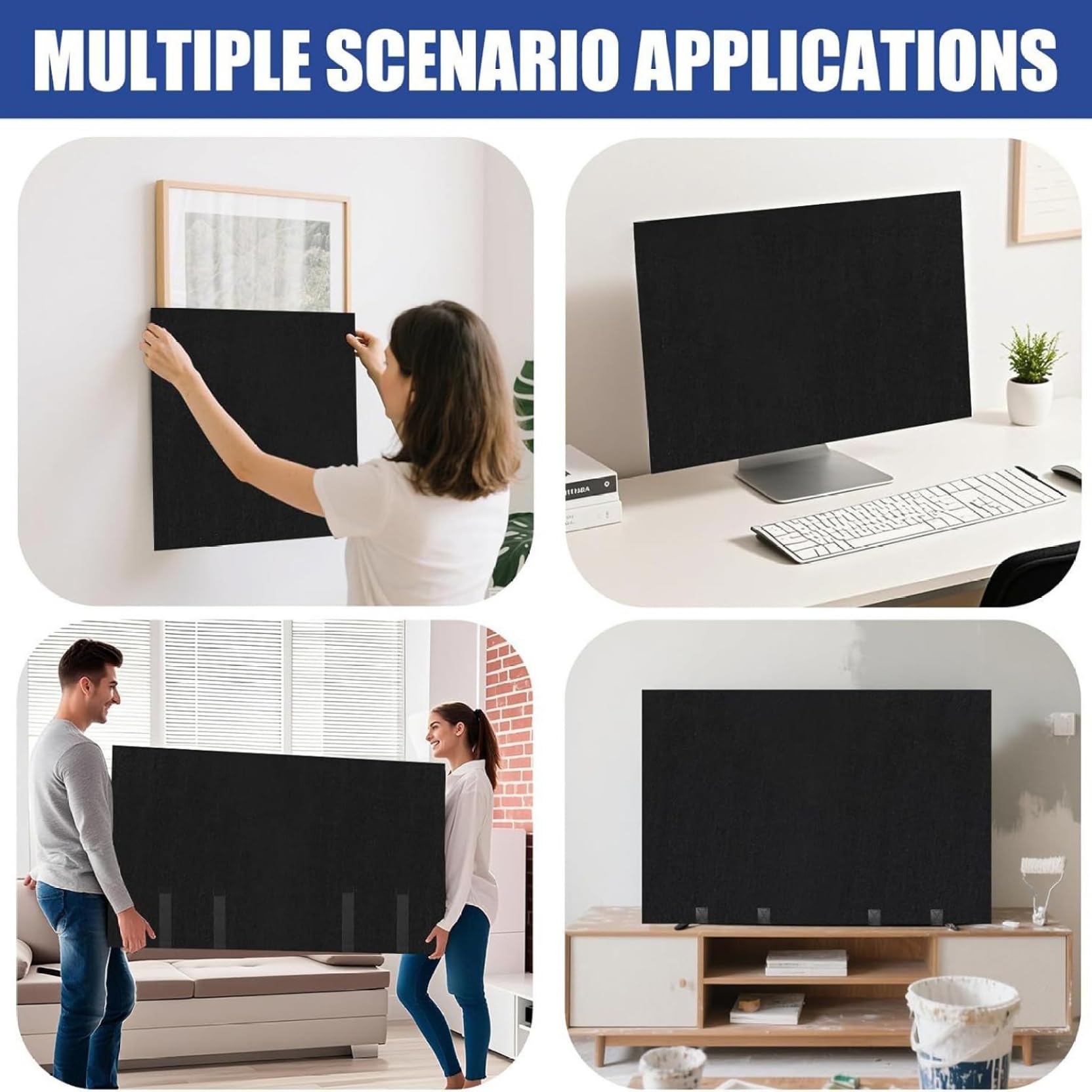 Boîte de déménagement TV 65 pouces, housse de protection complète pour déménagement avec sangles réglables, protection contre la poussière et les rayures en feutre pour écran plat 60 à 65 pouces