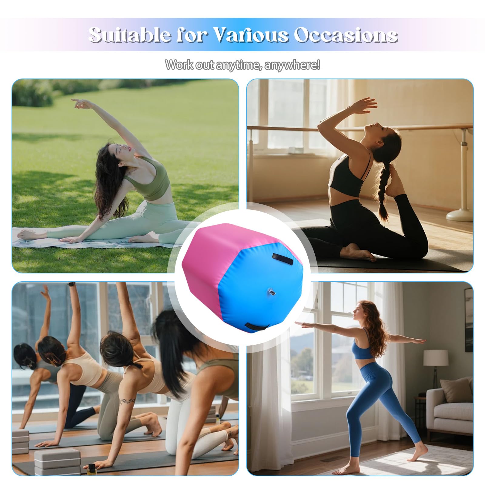 Rollo de aire inflable de PVC para yoga fitness con bomba