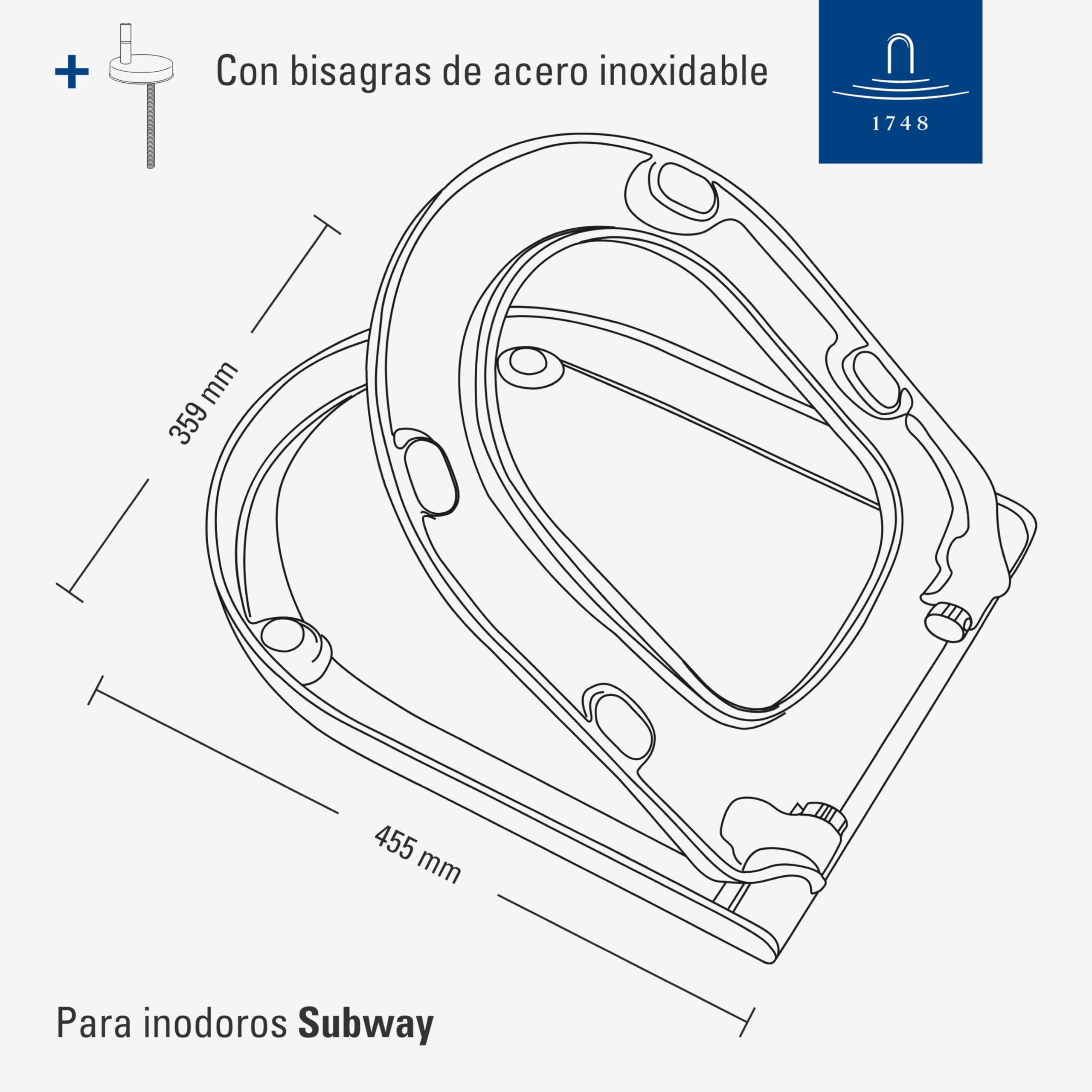 Villeroy & Boch Subway, asiento para inodoro – Tapa de WC blanco brillante con cierre automático - Aro extraíble con tapa hecho de Duroplast resistente - Diseño elegante en D - Recambio original
