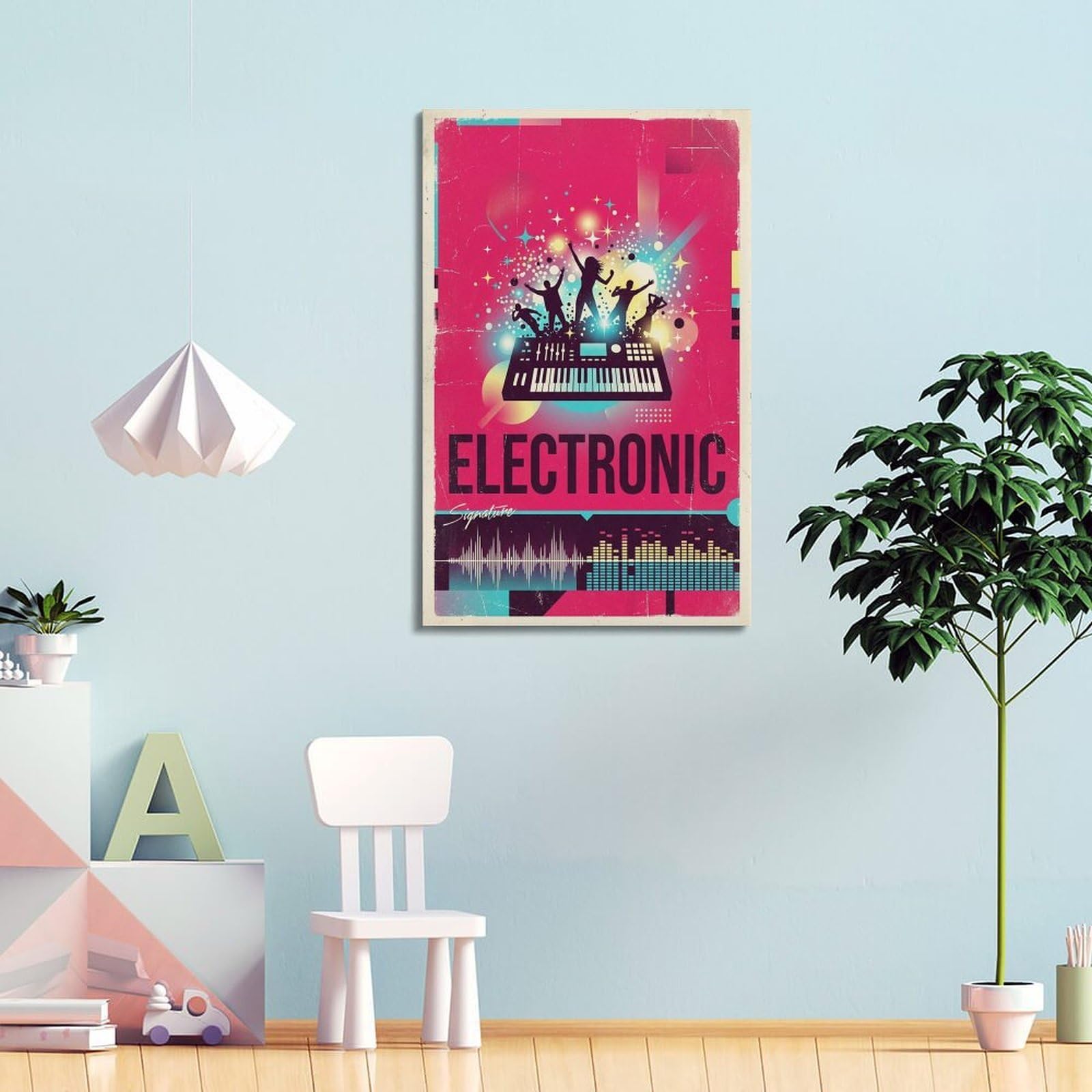 XKUGA Poster con stampa moderna su tela decorativa con musica elettronica, discoteca, discoteca, feste, decorazione artistica da parete ideale per famiglia, grotta degli uomini, sala giochi, camera da