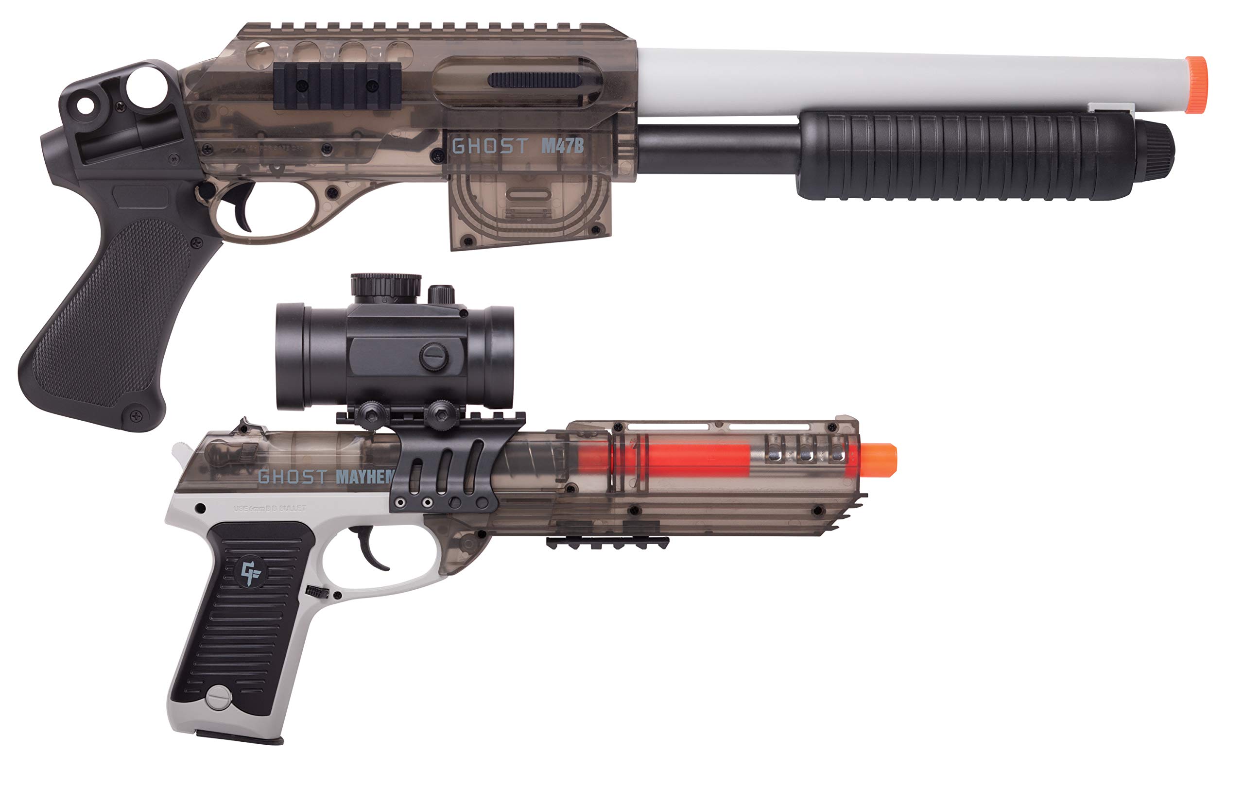 Buy GameFace GFSGPKTGS Ghost Eraser Spring-Powered Airsoft Shotgun And  Tactical Pistol Kit With Red Dot Scope (Grey/Smoke) Online at  desertcartINDIA