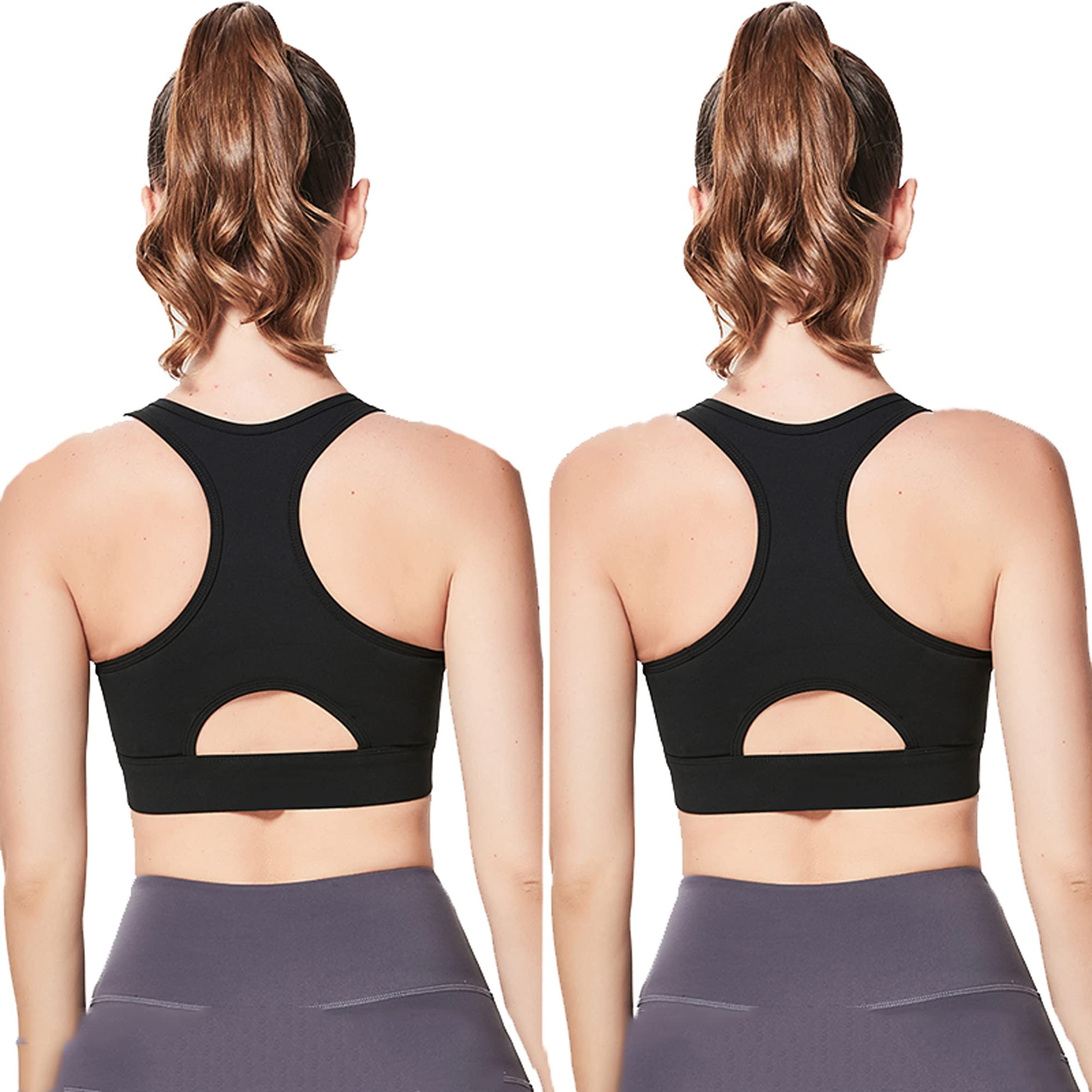Lot de 2 soutiens-gorge de sport sans couture et confortables pour femme - Rembourrés sans fil - Grande taille - Couleur : D - Taille : S