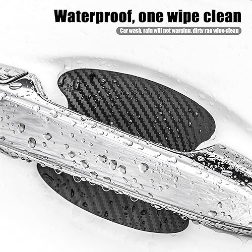 Miniatura 6 de 4 protectores para cuenco de puerta de automóvil, 3.38 x 2.67 pulgadas, mango de fibra de carbono interior antiarañazos, accesorio universal de