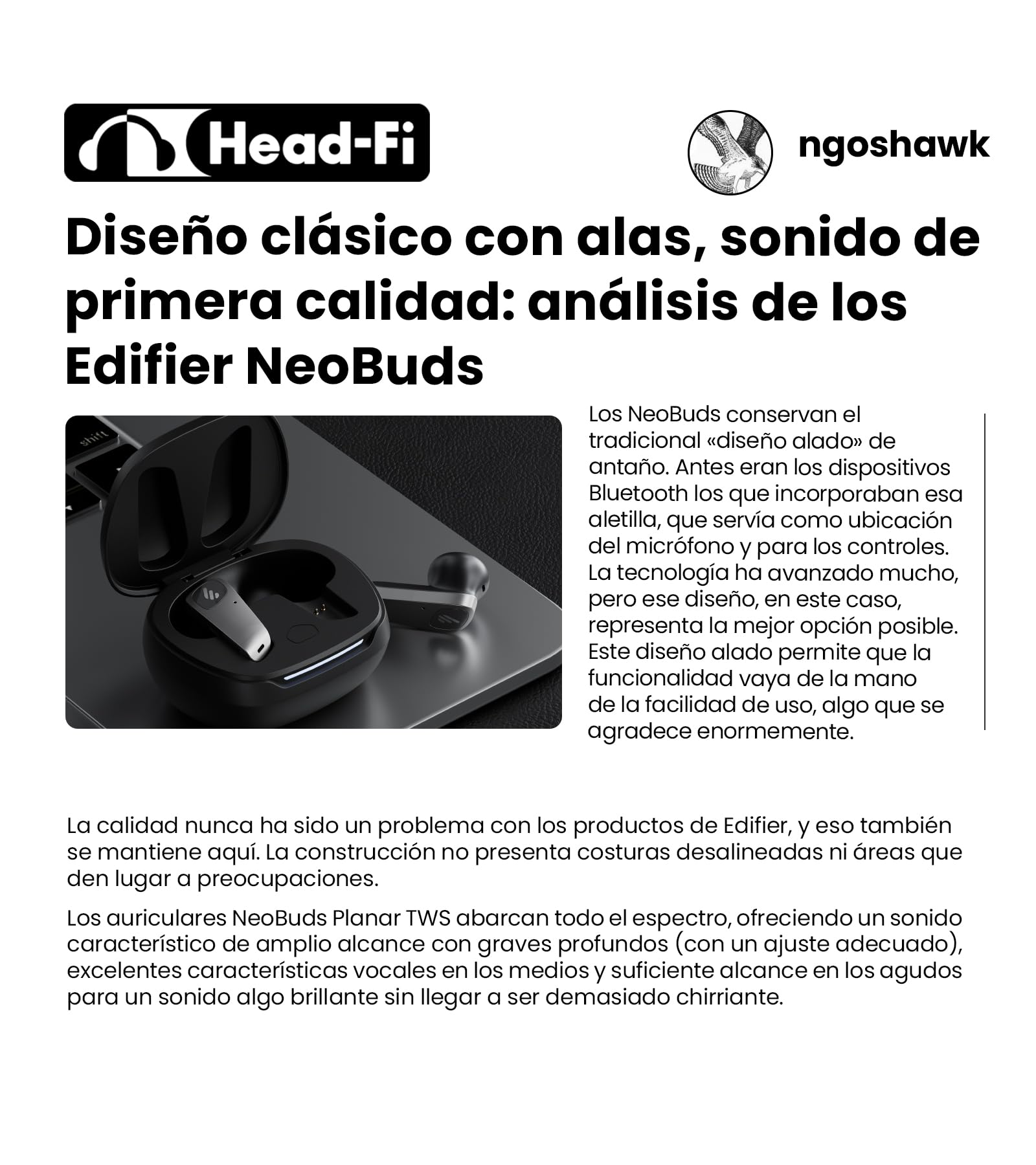 Edifier NeoBuds Planar Auriculares TWS con Driver Plano & ANC Híbrido | Driver plano de 12mm, LDAC Hi-Res, 30h de batería, Carga inalámbrica, IP55, para deporte y uso diario