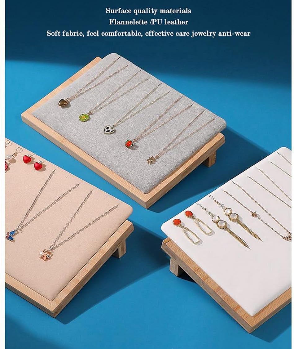 Solid wood beveled jewelry rack necklace display tray, earrings stud necklace bracelet display tray, jewelry store trade selling display counter props (white (small))