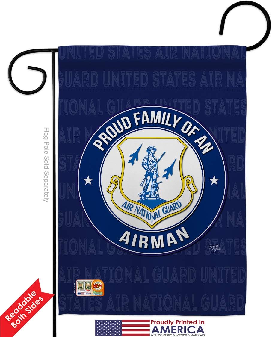 National Guard Air Force Proud Family Airman Garden Flag Armed Forces ANG United State American Military Veteran Retire Official Small Gift Yard House Banner Double-Sided Made In USA 13 X 18.5
