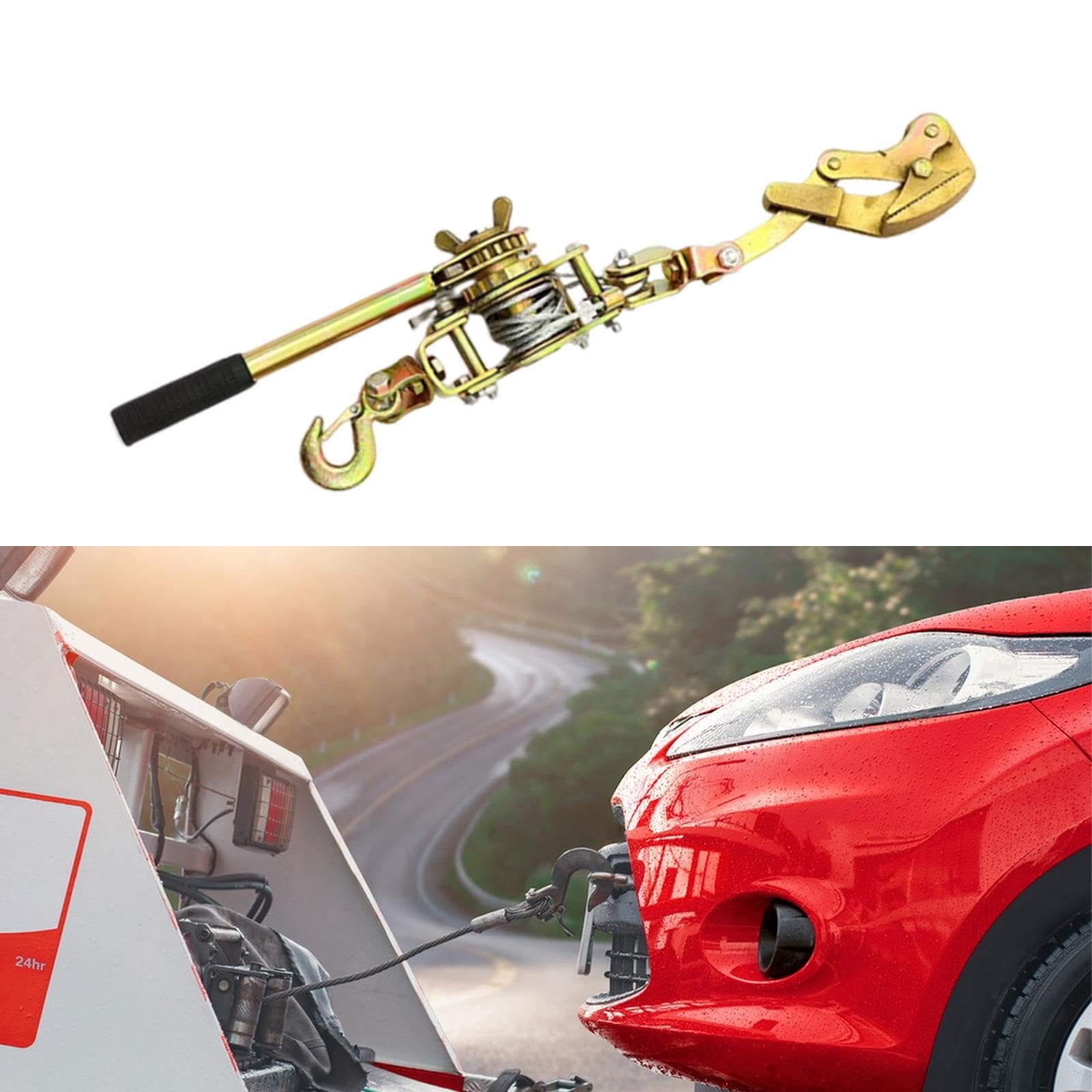 Almencla Seilspanner Ratschenzug Handseilwinde Kabelspanner aus Kohlenstoffstahl für Bauarbeiten Industrie Landwirtschaft Automobilbereich 2m×5mm, 2 Tonnen mit Backen