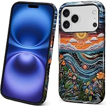 ZHEGAILIAN Case for iPhone 18 Pro iPhone 17 Pro,Durable Drop Protection Shockproof Silicone + Hard PC 2 in 1 Hybrid Protective Cover with Stylish Pattern Design Between Day and Night